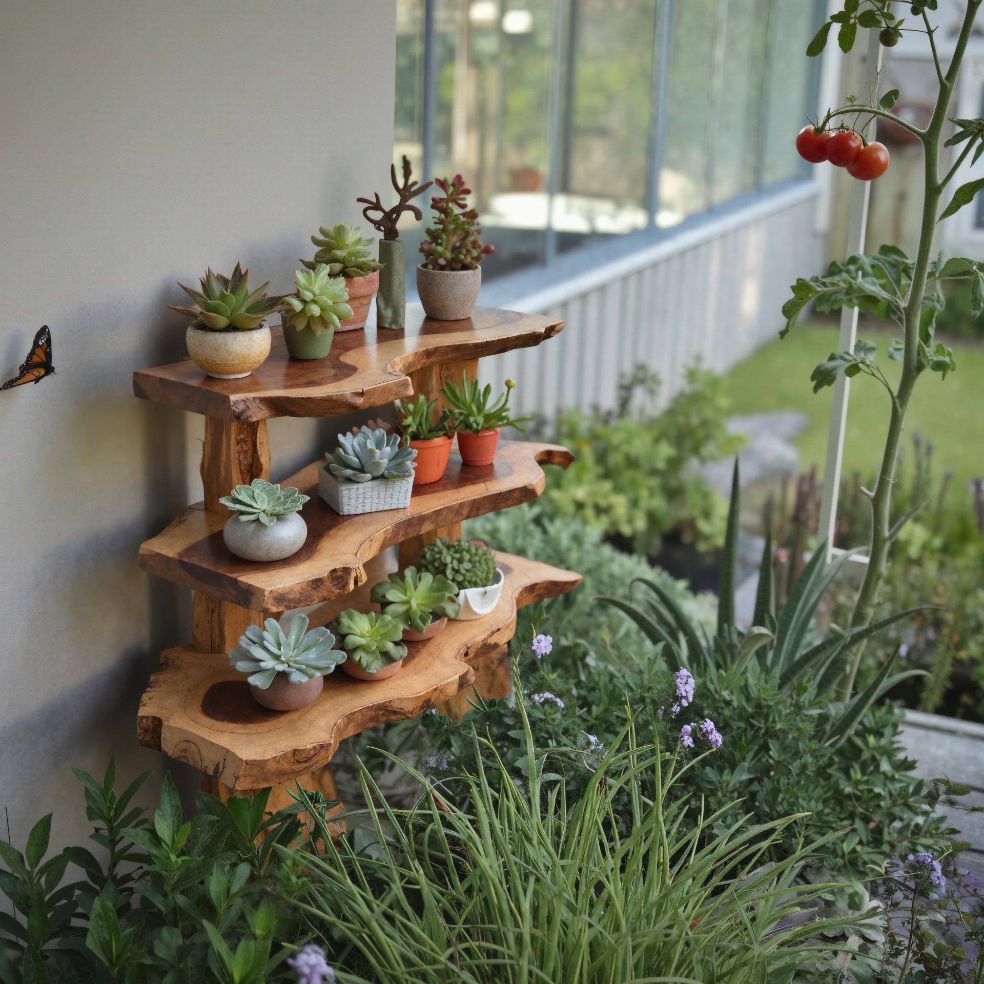 stand for succulents Rustic Garden Shelf Multi Tier Plant Stand For Succulents And Flowers In  Outdoor Spaces SITHPS002
