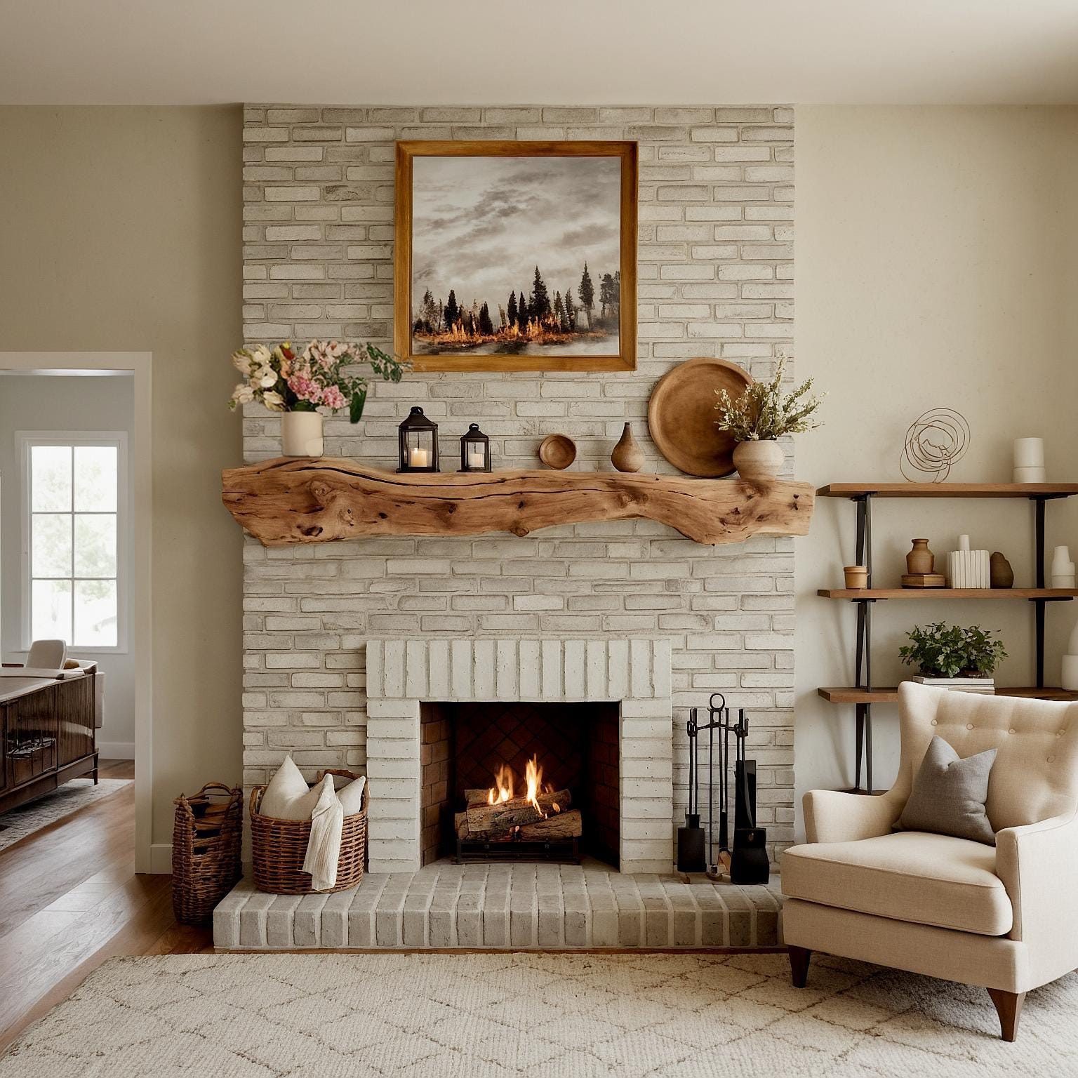 Rustic Interior Design Fireplace Wood Paneling In Living Room And Family Room SITHFS001