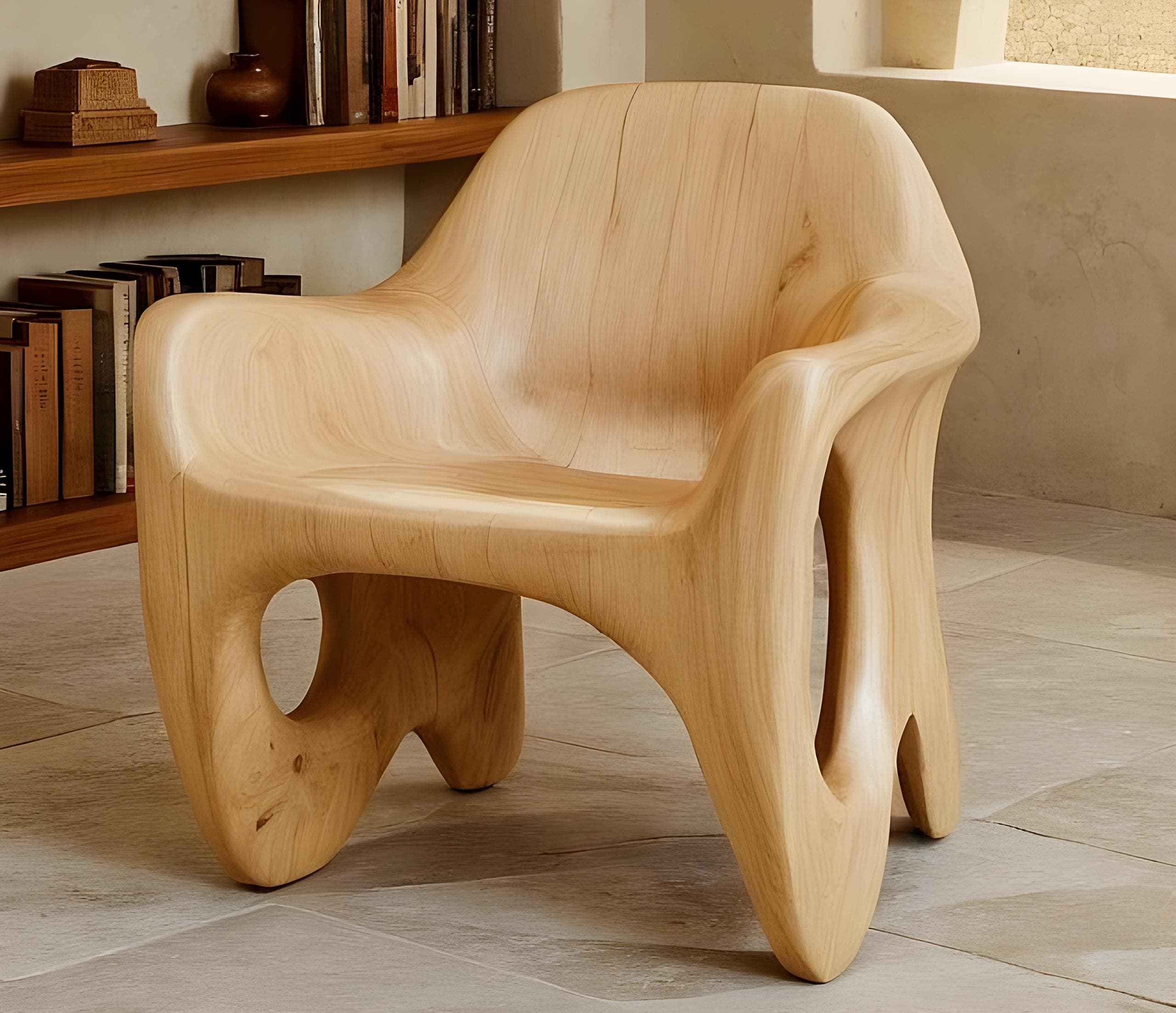 Sculptural Wooden Lounge Chair For Stylish Living Room Bedroom And Office Spaces SITHCHR003