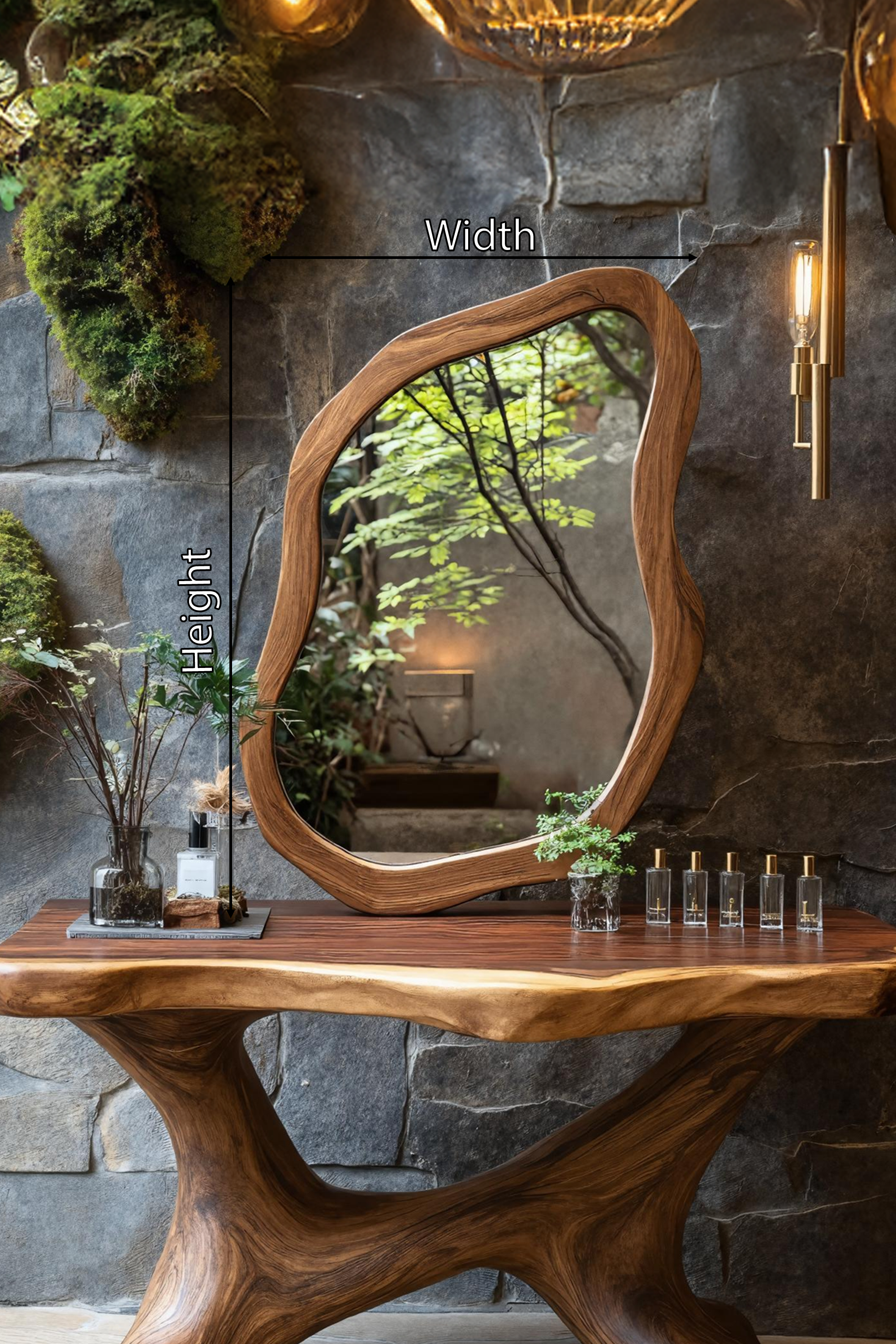 Irregular Wooden Mirror For Boho Bathroom Furniture SILDTTRMI036