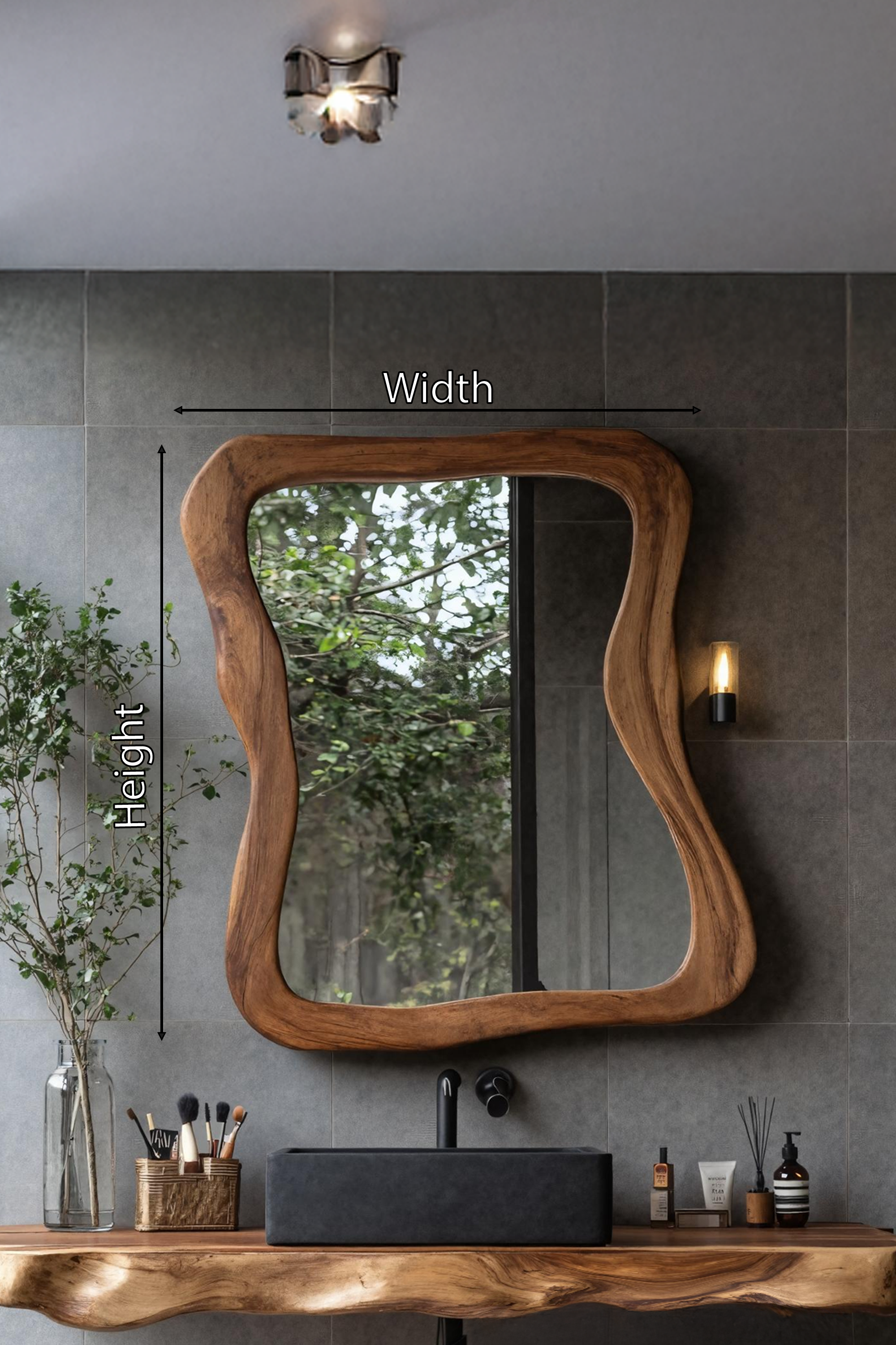 Farmhouse Mirror With Live Edge For Bathroom Decor SILDTTRMI022
