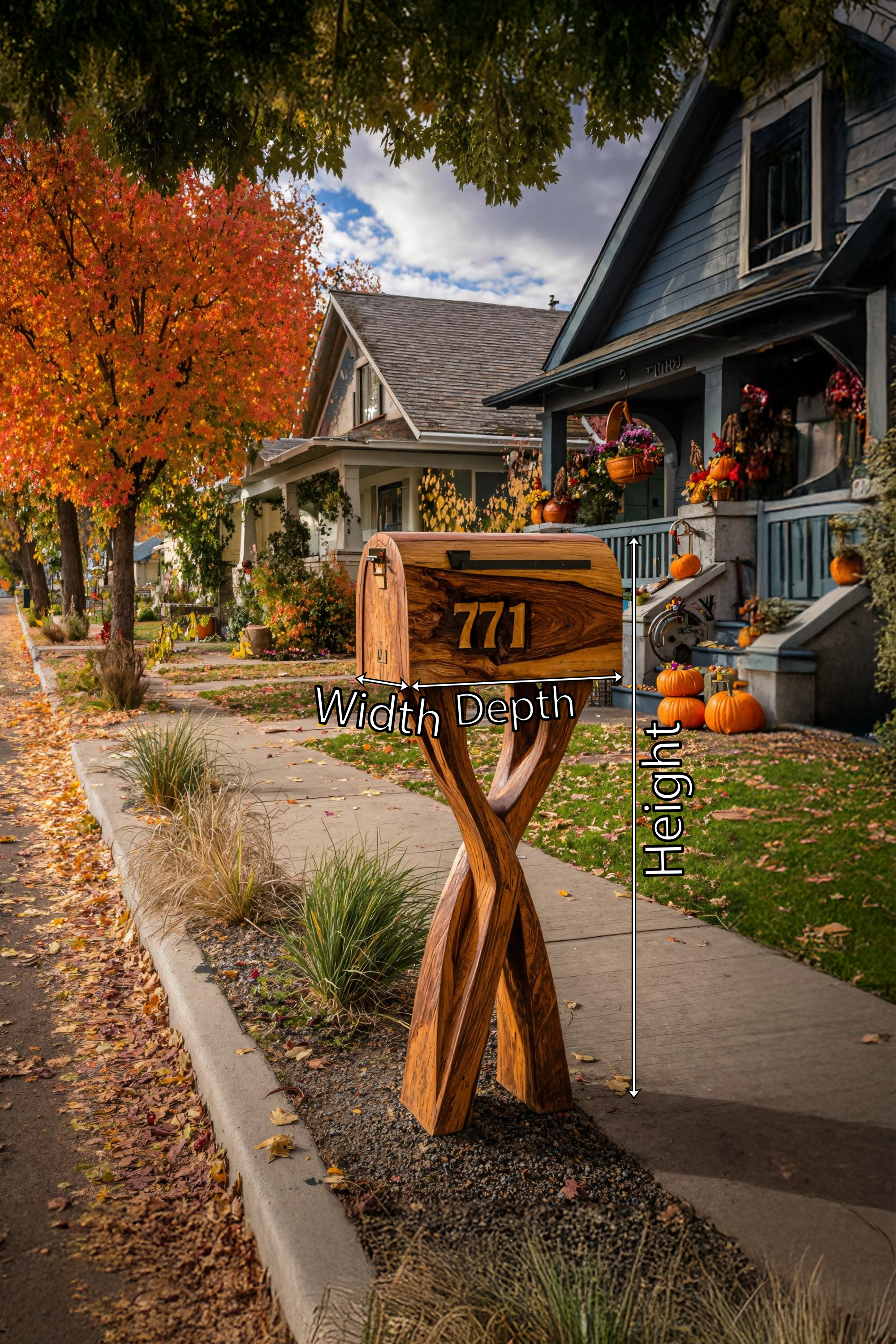 Mid Century Wooden Sculpture Mailbox For Garden Rustic Decoration SILDTTRMB013