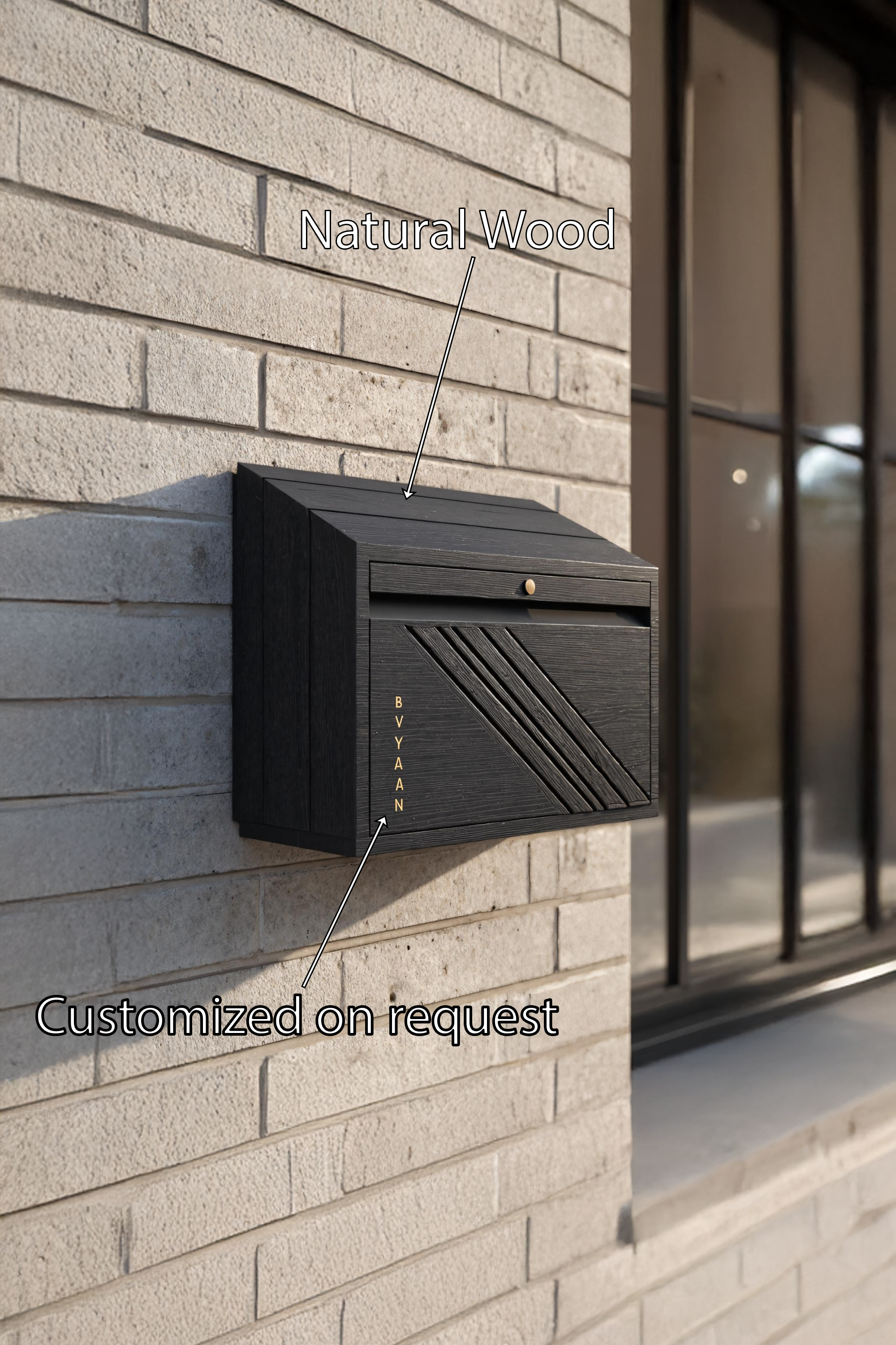 Mid Century Wooden Sculpture Mailbox For Outdoor Garden Furniture SILDTTRMB021