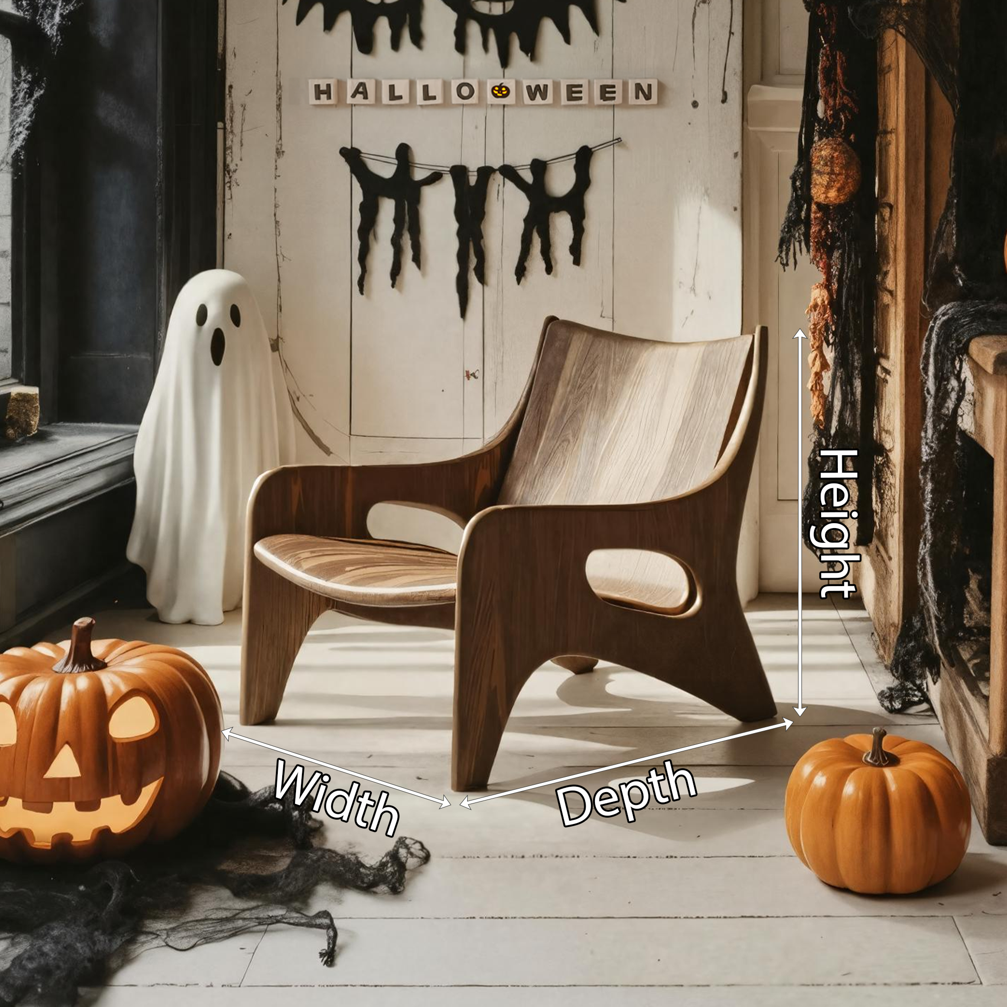 Farmhouse Solid Wood Accent Chair For Outdoor Halloween Furniture SILDTTNHA002