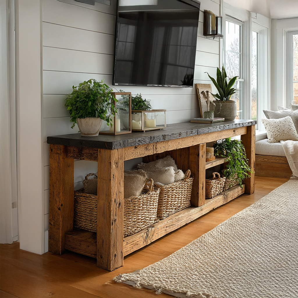 Rustic TV Console Table Living Room SINLSACS101