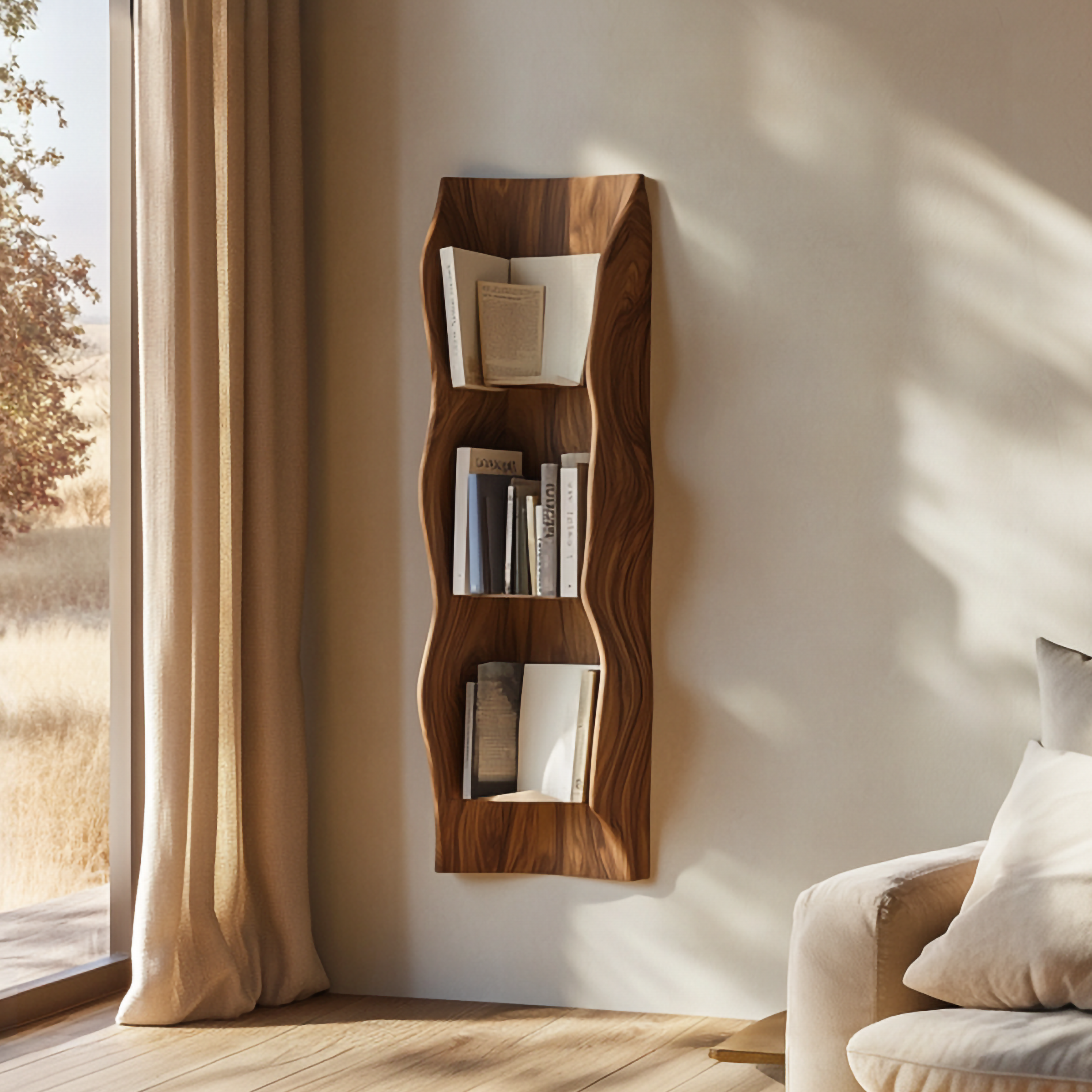 Organic Sculptural Wall Bookshelf For Living Space Or Interior Area SINLSAFL371