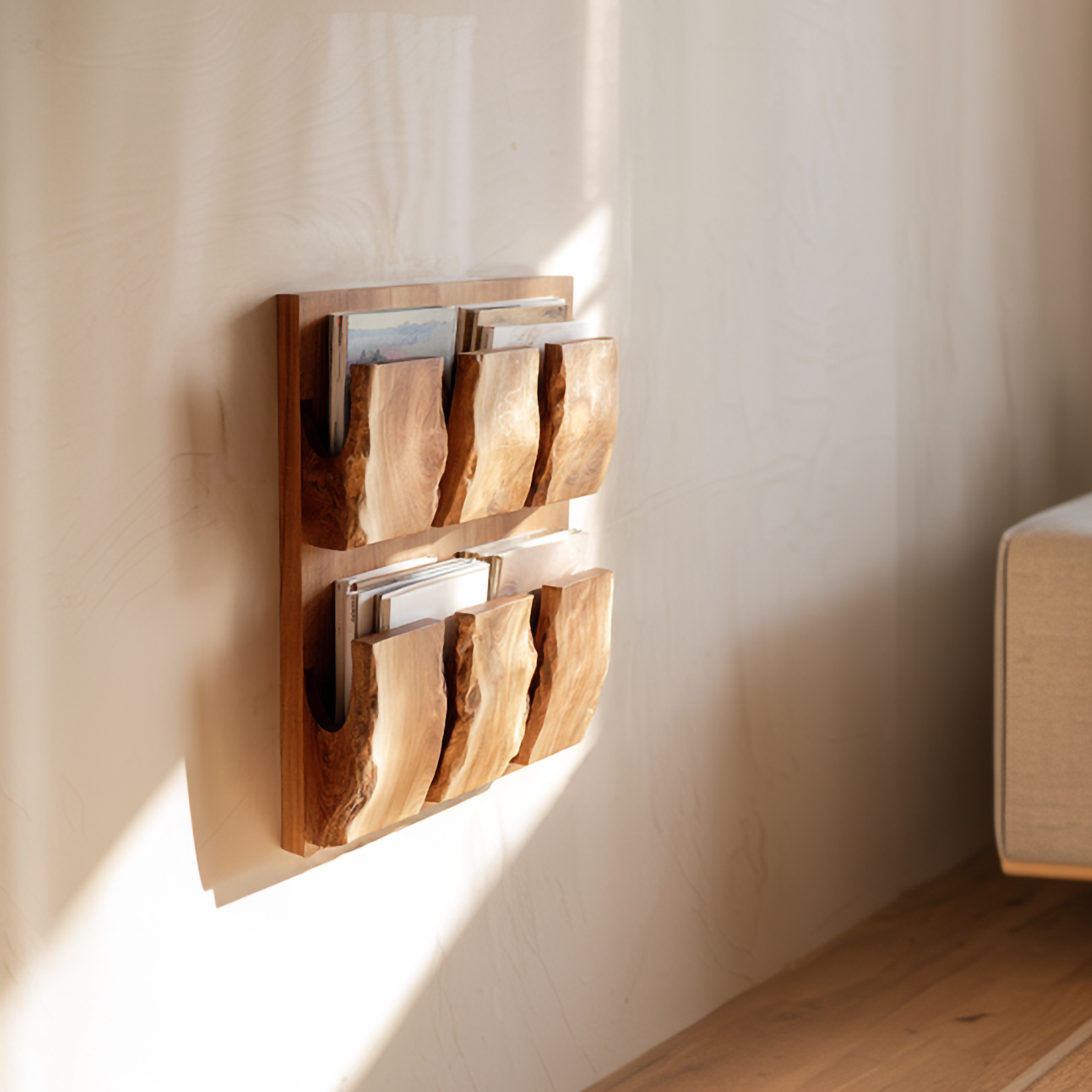 Rustic Nature Inspired Wooden Wall Organizer Home Interior Accent Storage SINLSAFL372