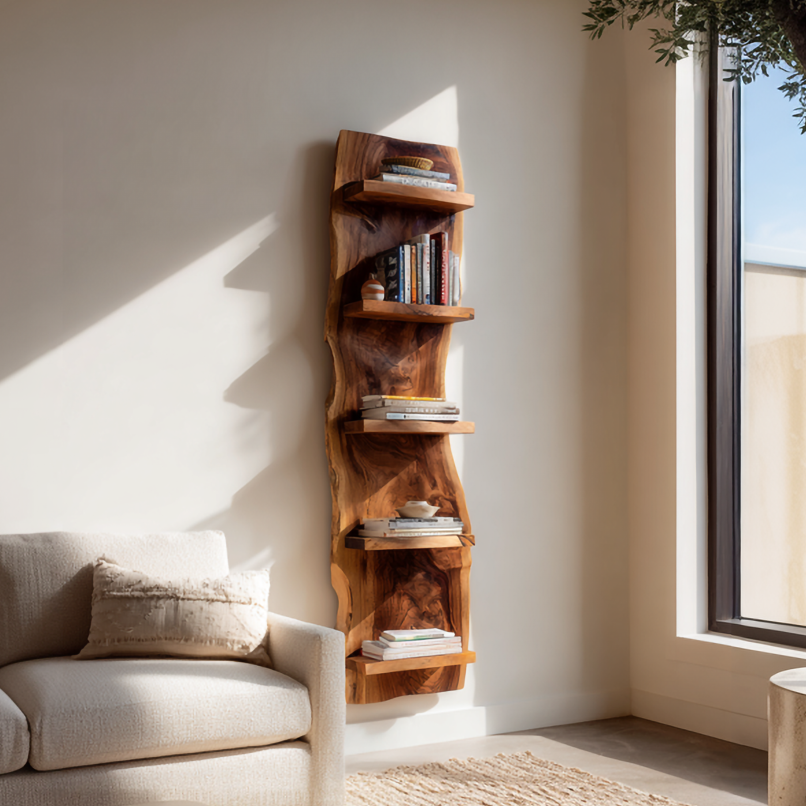 Organic Sculptural Accent Wall Bookshelf For Living Space SINLSAFL373