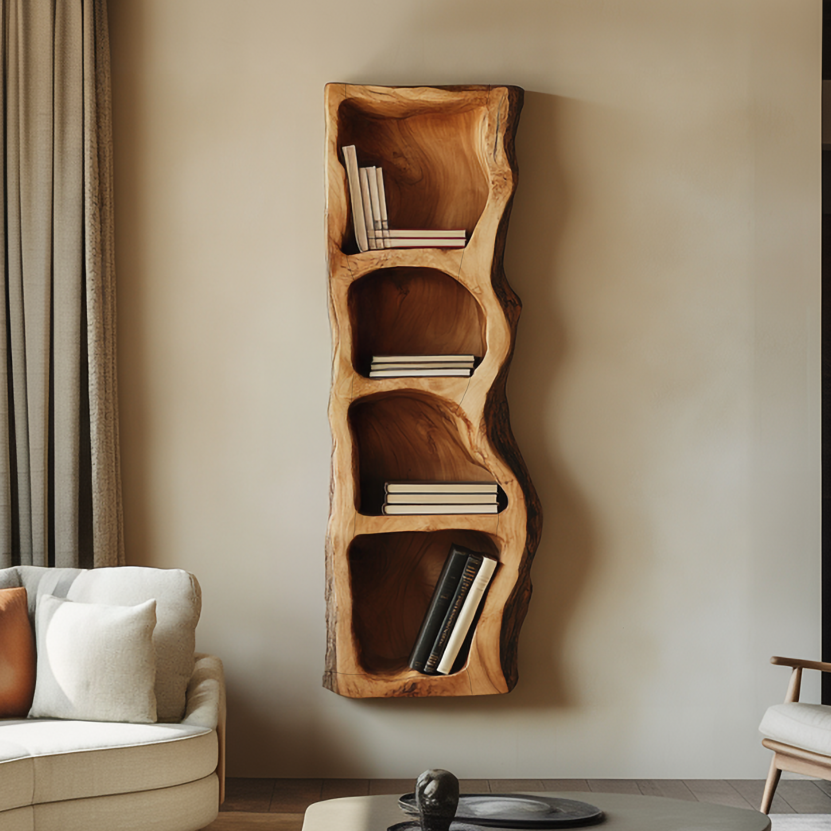 Organic Sculptural Statement Wall Shelf For Living Space And Interior Area SINLSAFL375