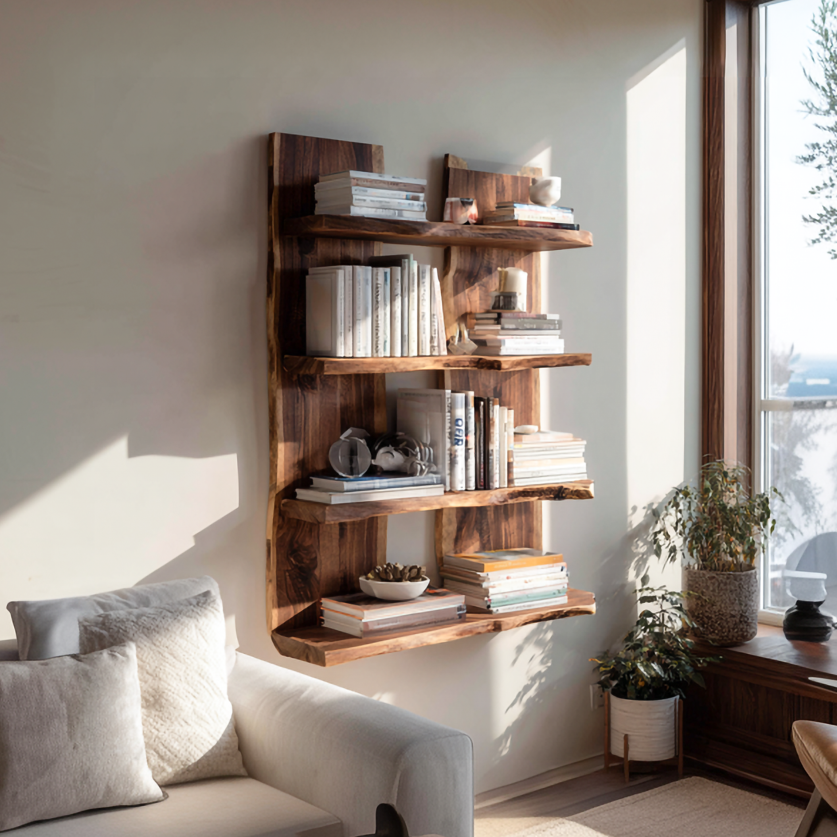 Organic Sculptural Wall Display Shelf For Living Space And Interior Area SINLSAFL376