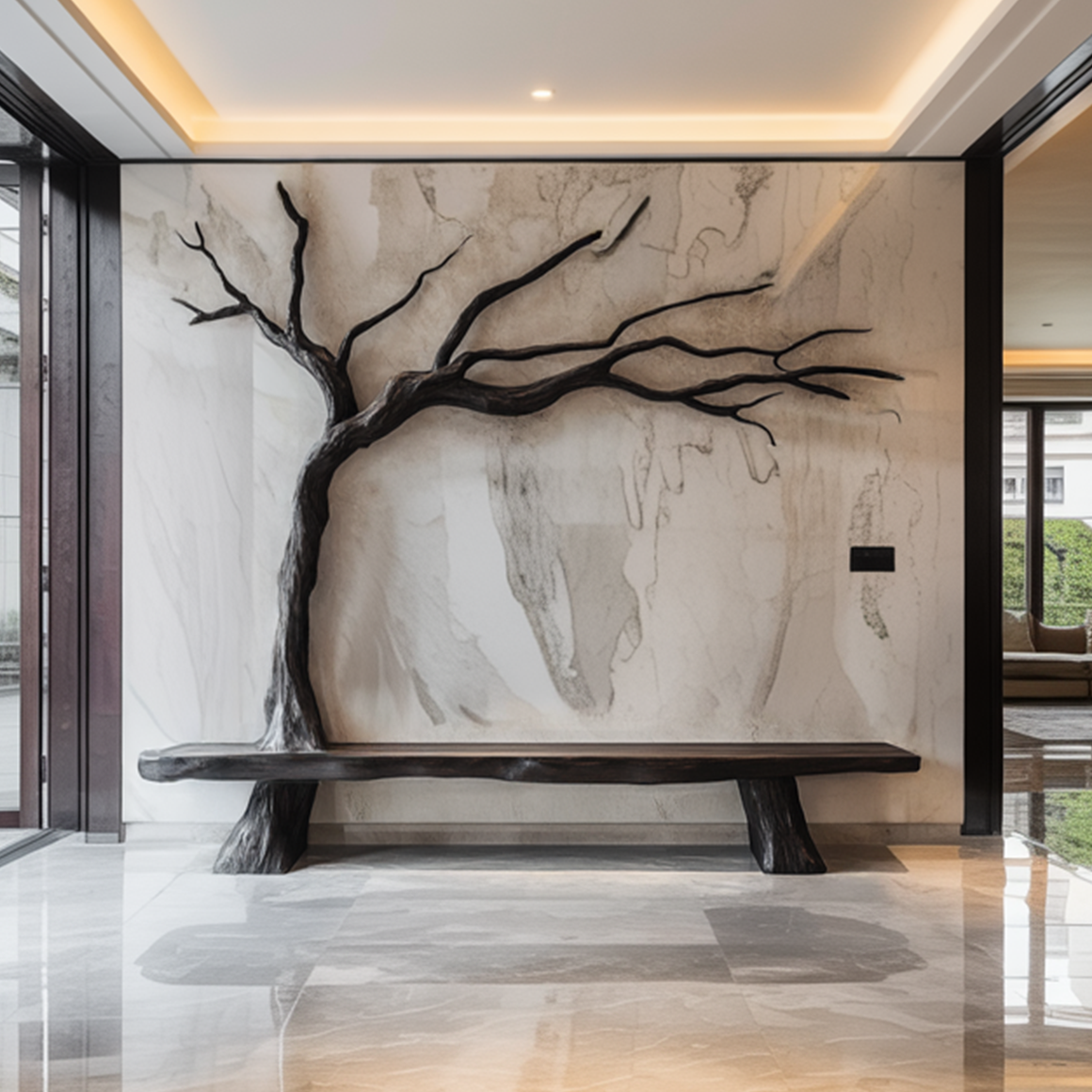 Rustic Tree Artistic Bench For Living Room And Hallway SINLSARS062