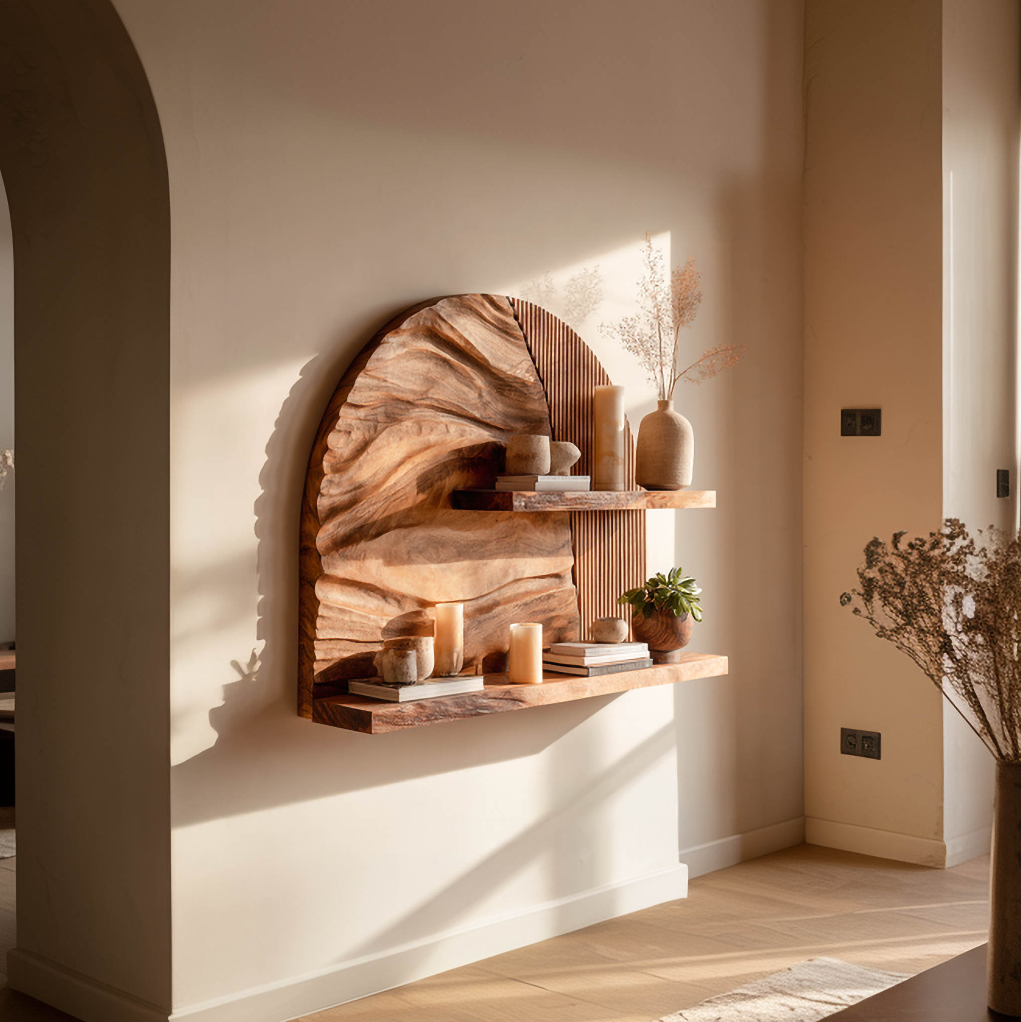 Rustic Wall Mounted Shelf For Living Room And Bedroom SINLSAFL445