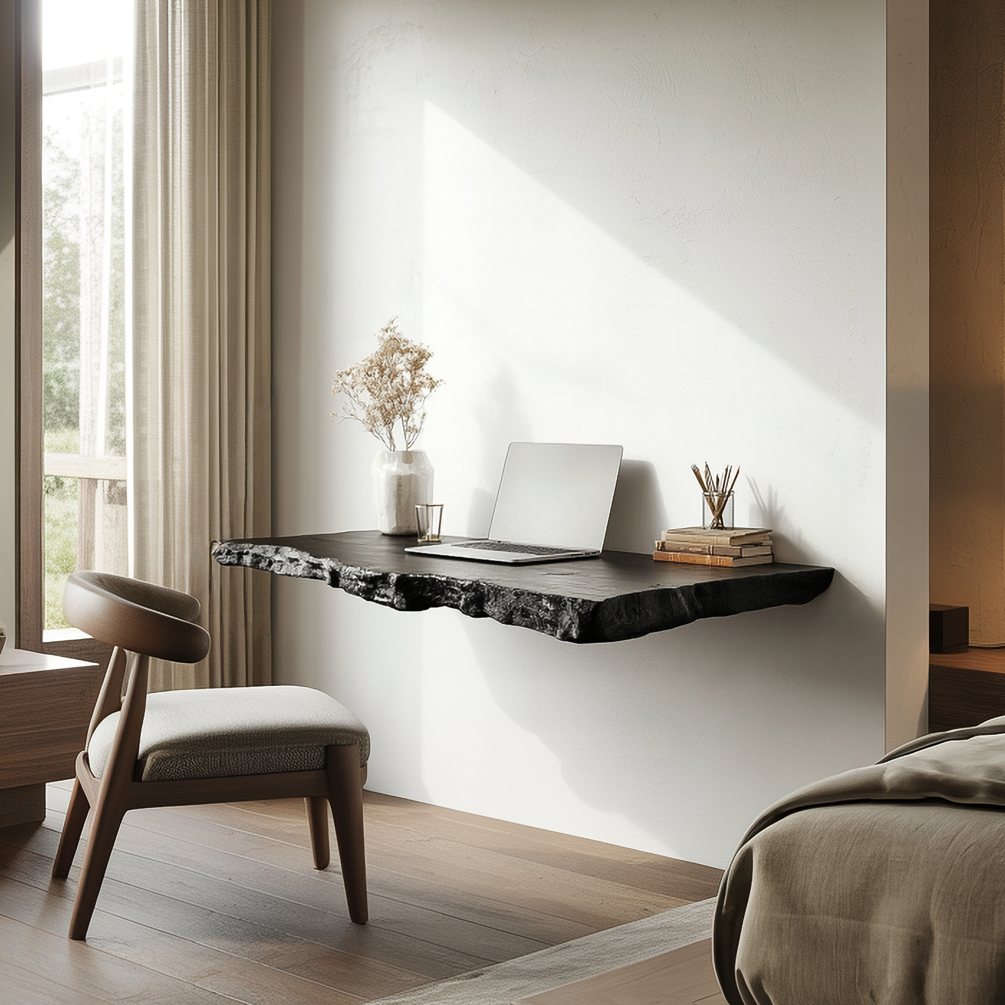 Rustic Work Floating Desk For Bedroom And Compact Workspace SINLSAFL469