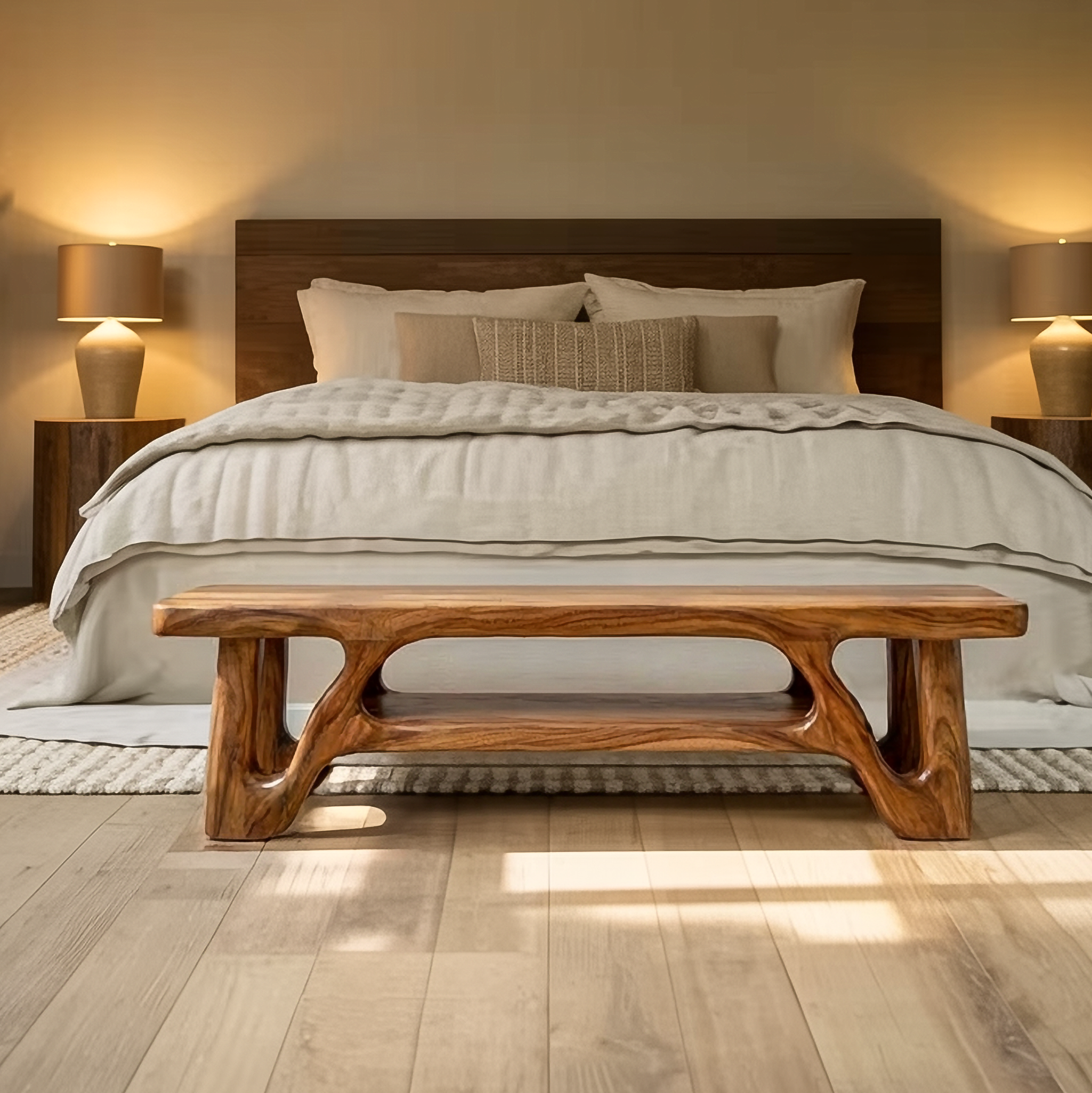 Modern Sculptural Bedroom Bench For Bedroom And Interior Decor SINLSARS085