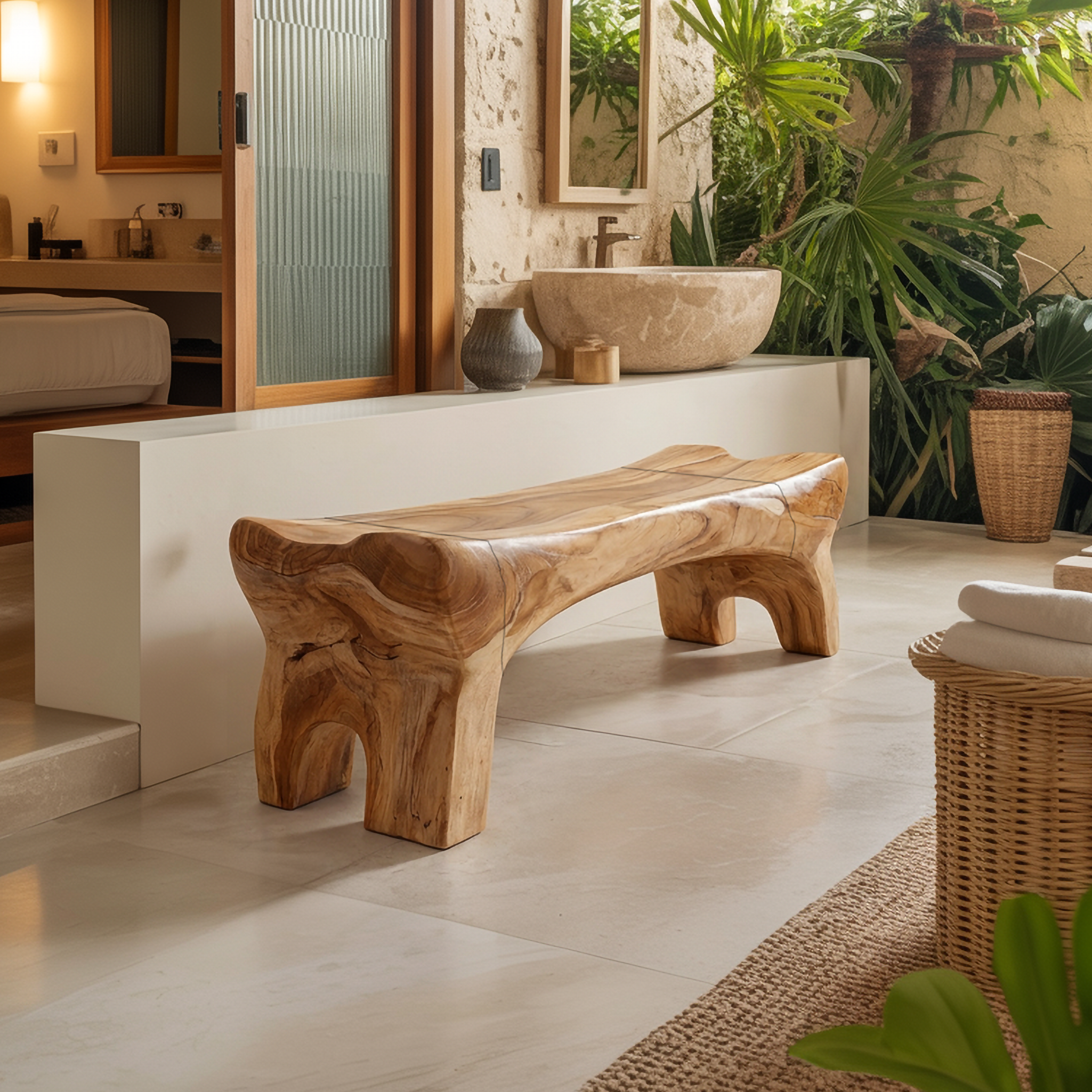 Modern Sculptural Bathroom Bench For Bathroom And Spa Interior SINLSARS084