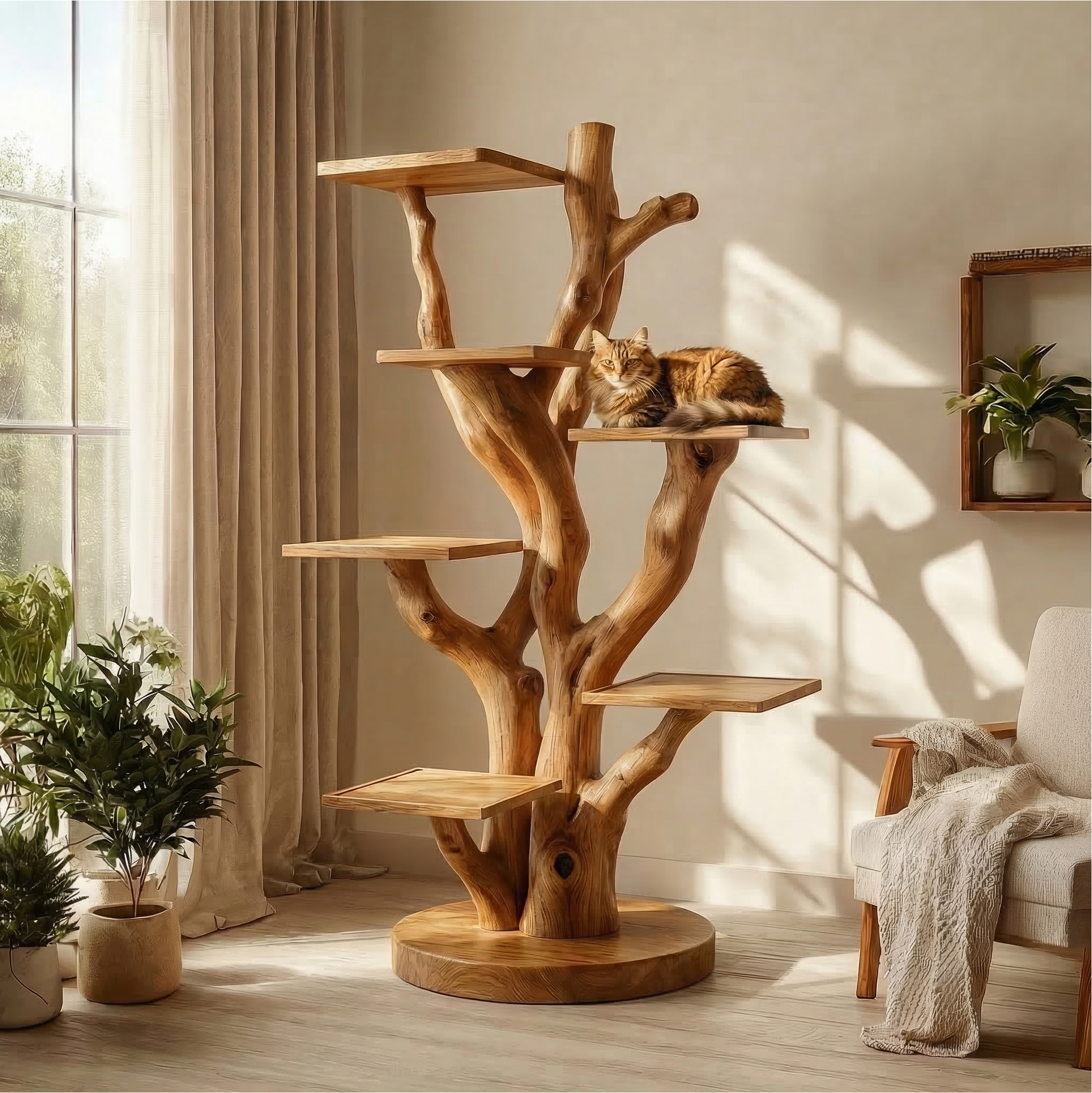 Rustic Cat Climbing Tree For Living Room Or Pet Space SINLSATT130