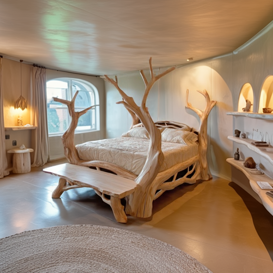 Rustic Organic Wood Bed Master Bedroom SINLSAWB081