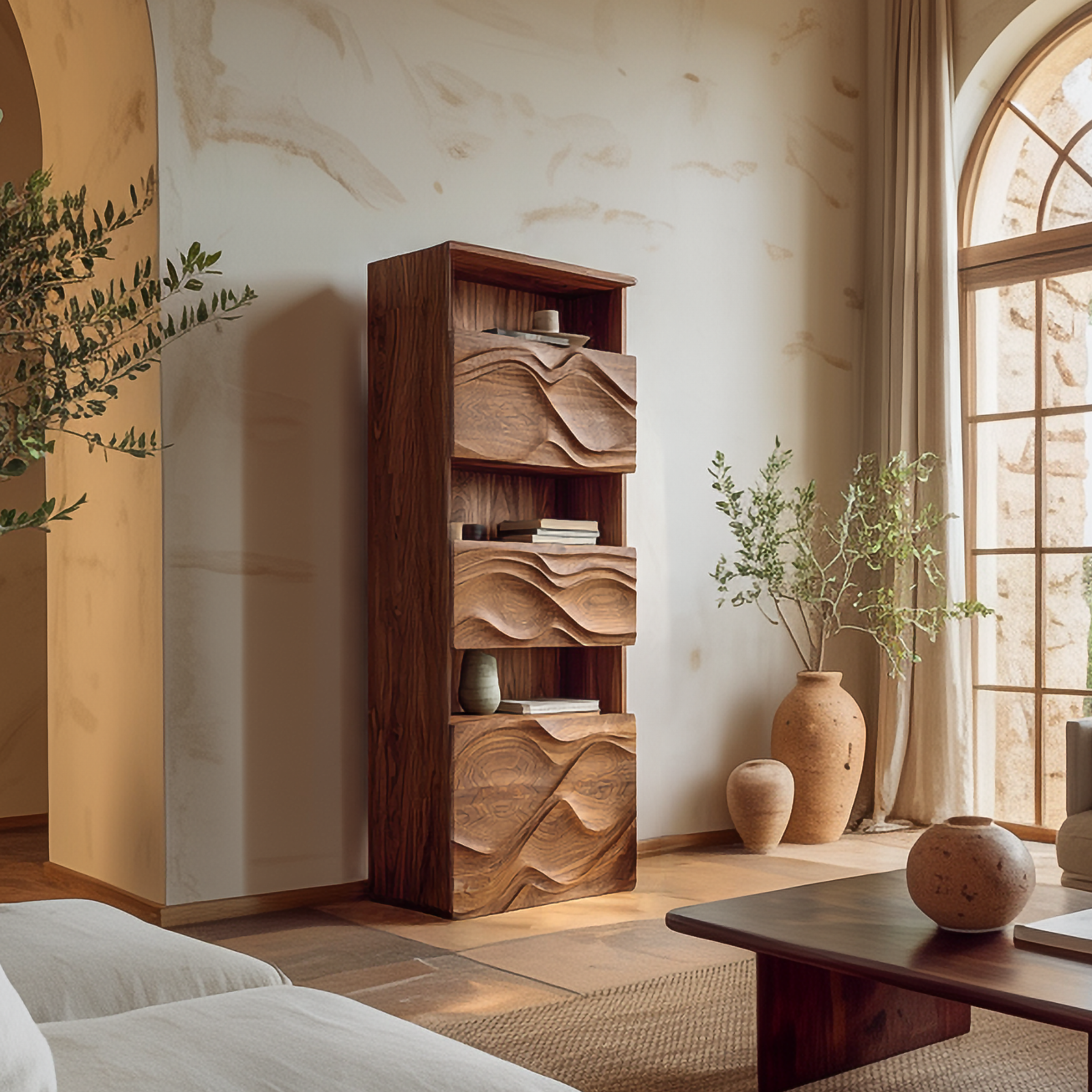 Organic Modern Tall Storage Cabinet For Living Room And Bedroom SINLSASC438