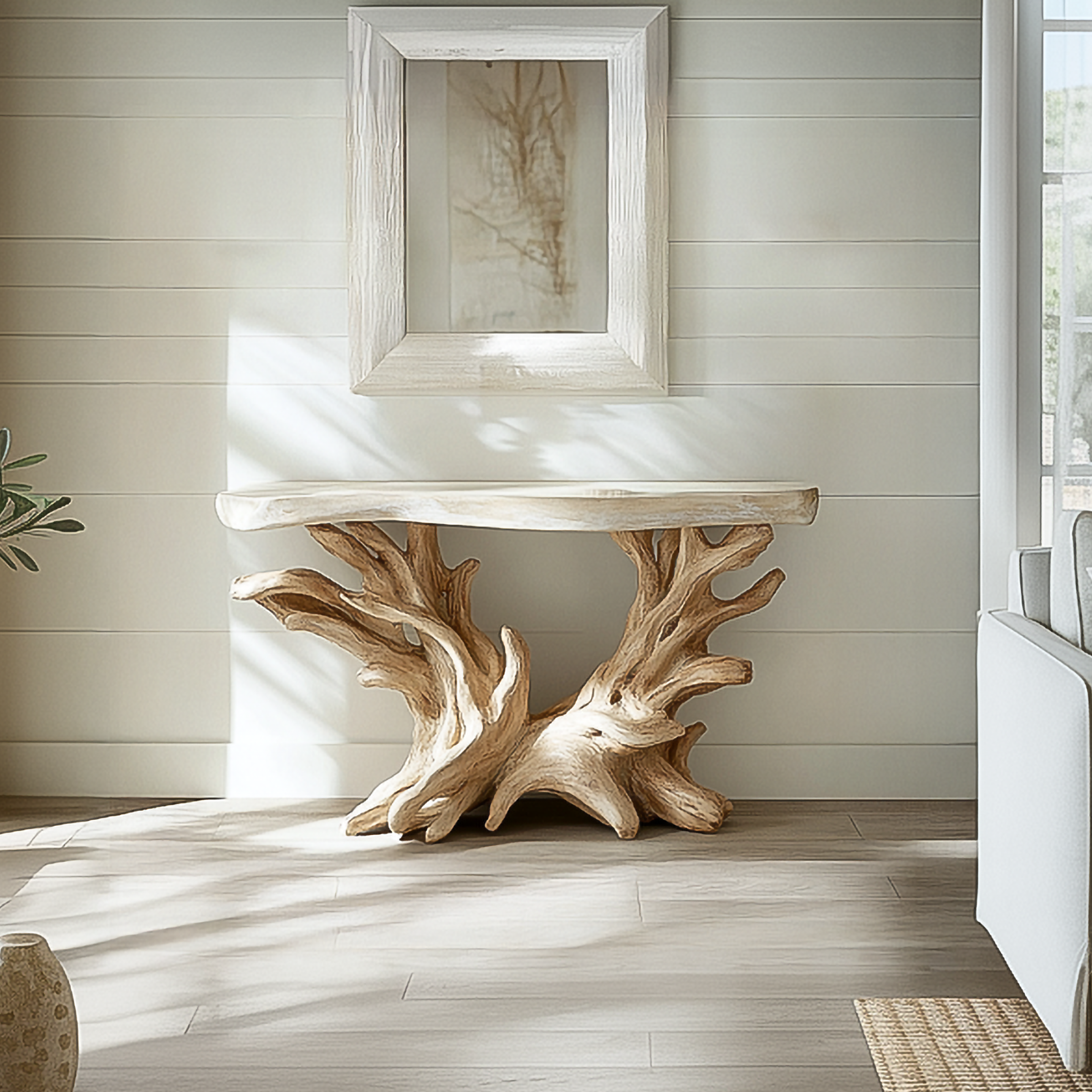 Coastal Rustic Organic Console Table Living Room And Bedroom SINLSACS428