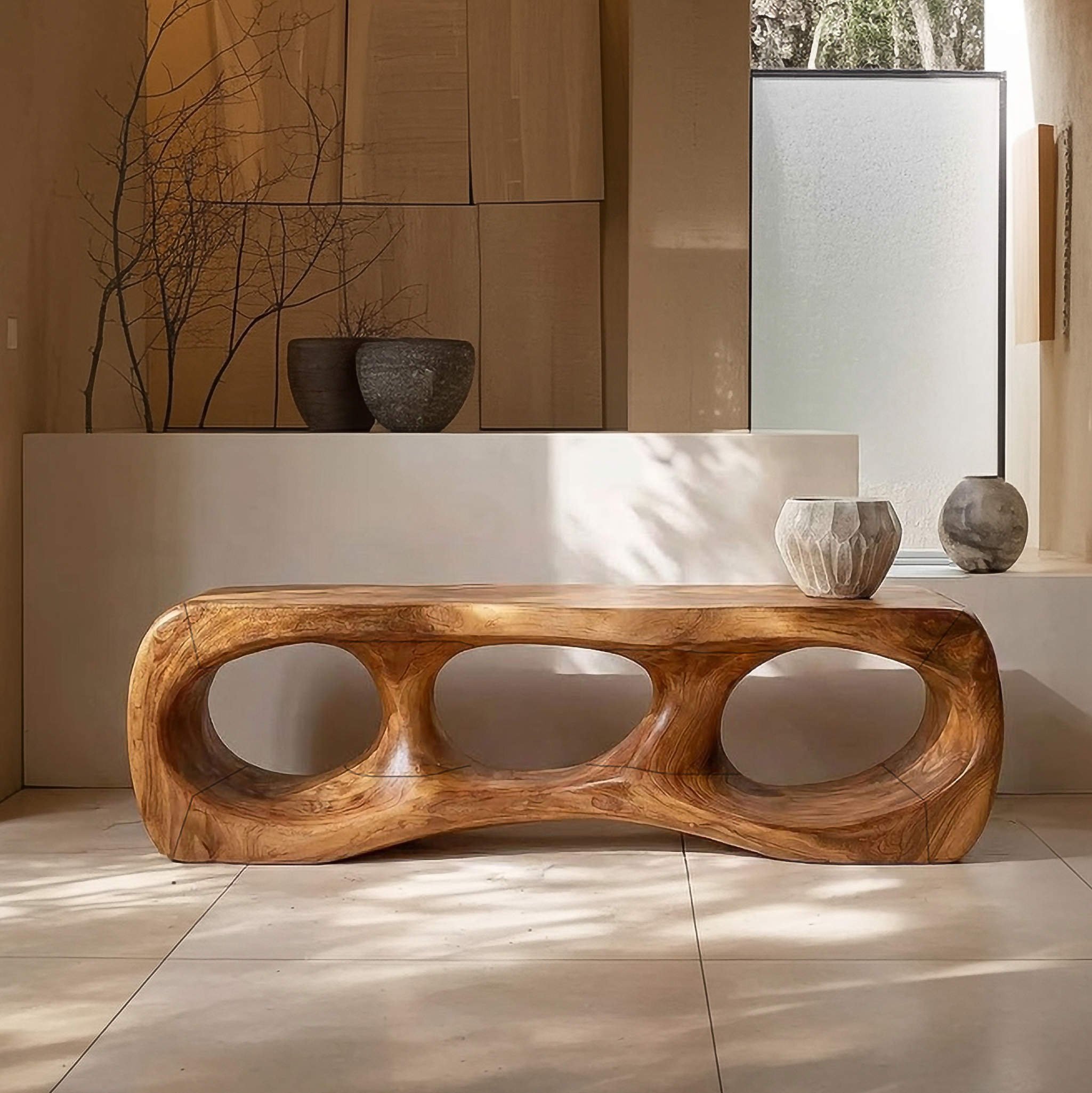 Rustic Sculptural Silhouette Bench For Living Room And Hallway SINLSARS077