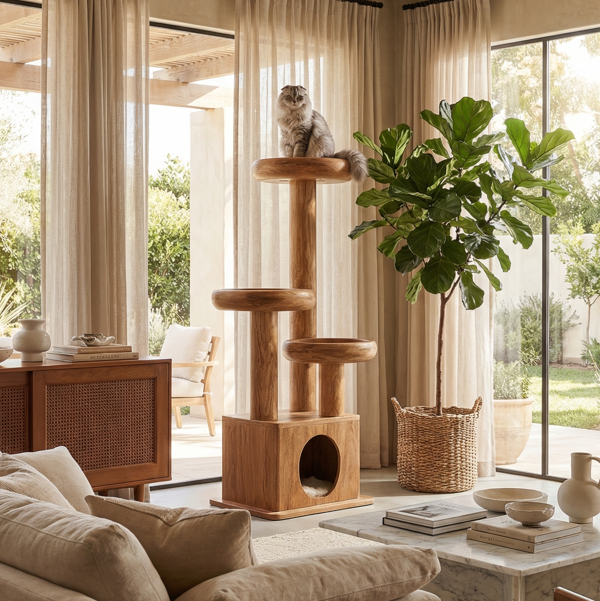 Modern Decorative Cat Tower For Living Room And Pet Lounge SINLSATT124