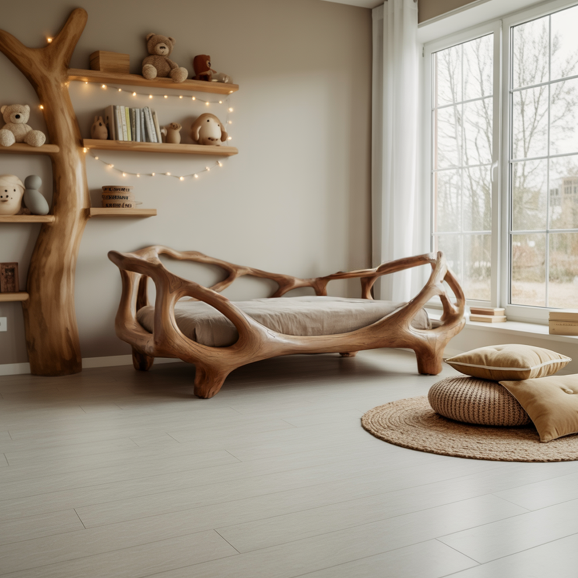 Rustic Organic Sculptural Bed Artistic Modern Bedroom SINLSAWB069