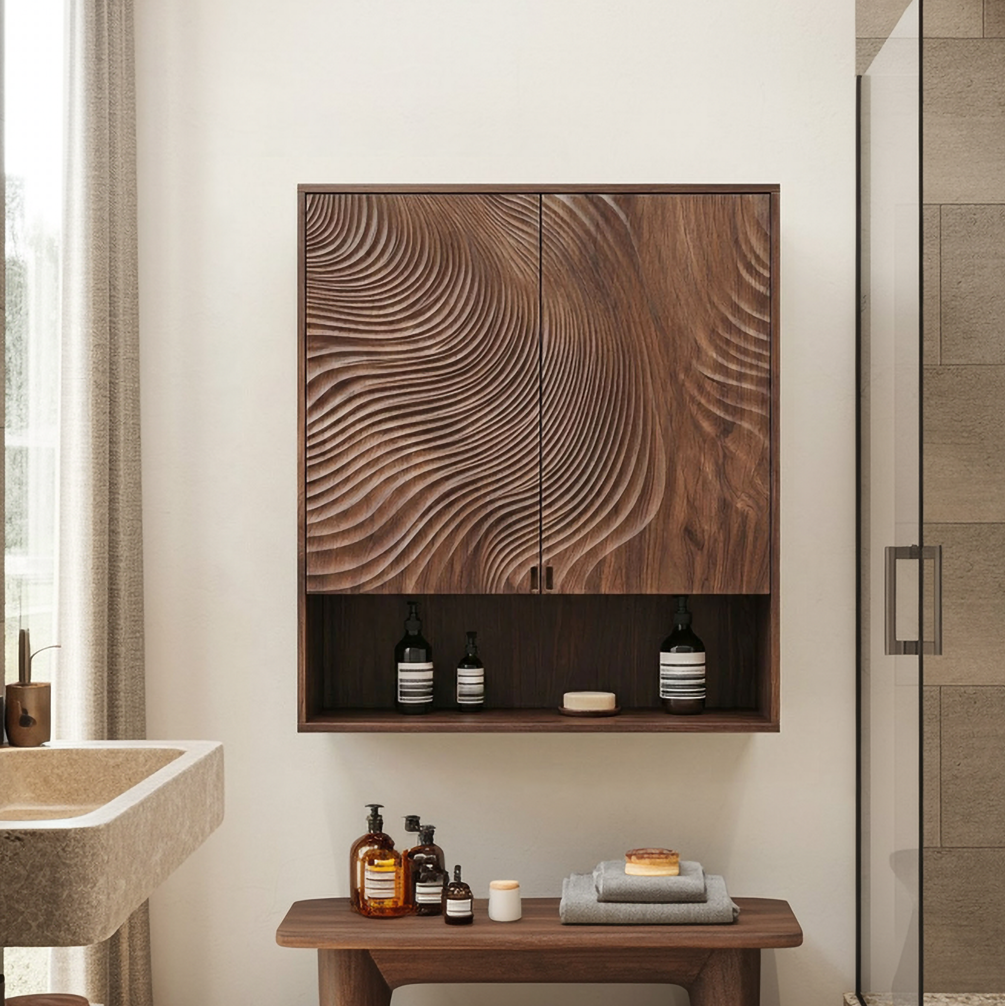 Rustic Compact Wall Cabinet For Bathroom Storage And Small Space SINLSABCT003