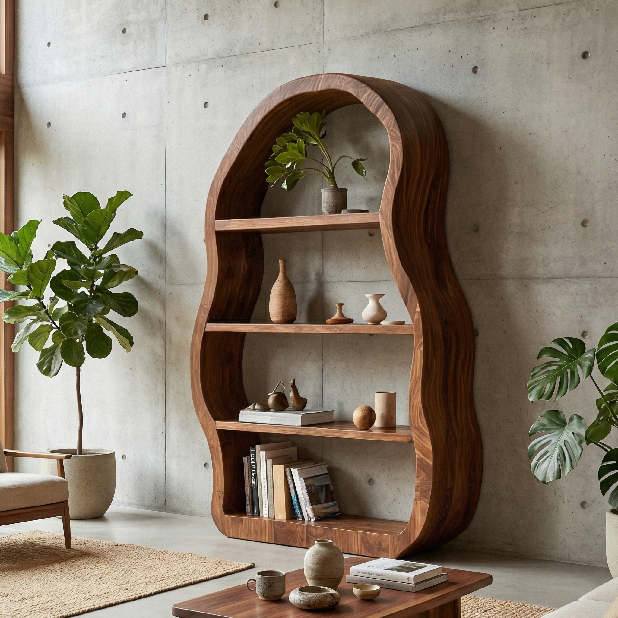 Modern Sculptural Bookshelf For Living Room And Reading Corner SINLSASC503