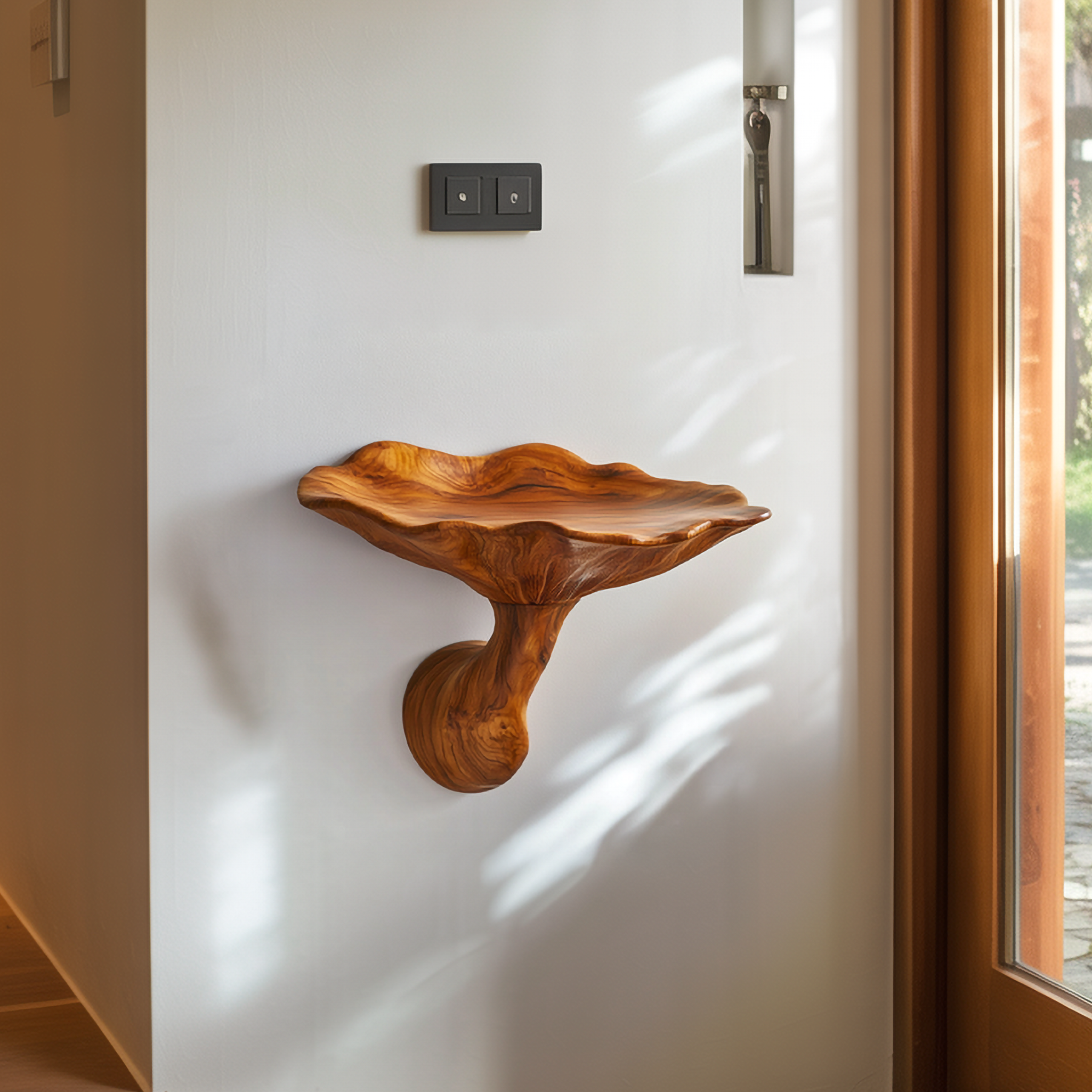 Organic Modern Floating Accent Mushroom Shelf For Bedroom Or Entryway SINLSAFL437