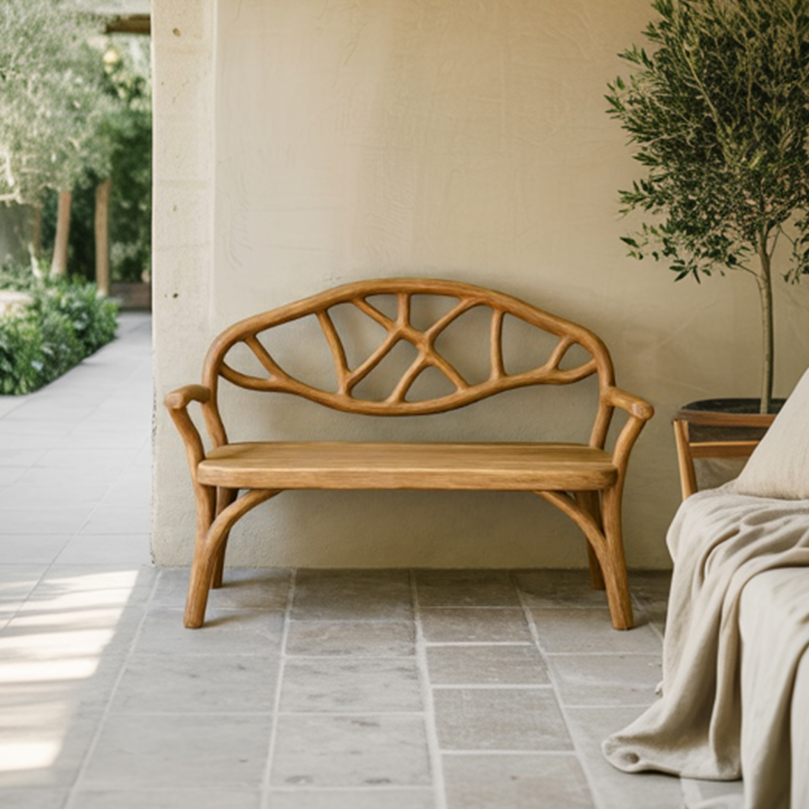 Rustic Organic Wooden Bench Living Room Or Entryway SINLSAWC025