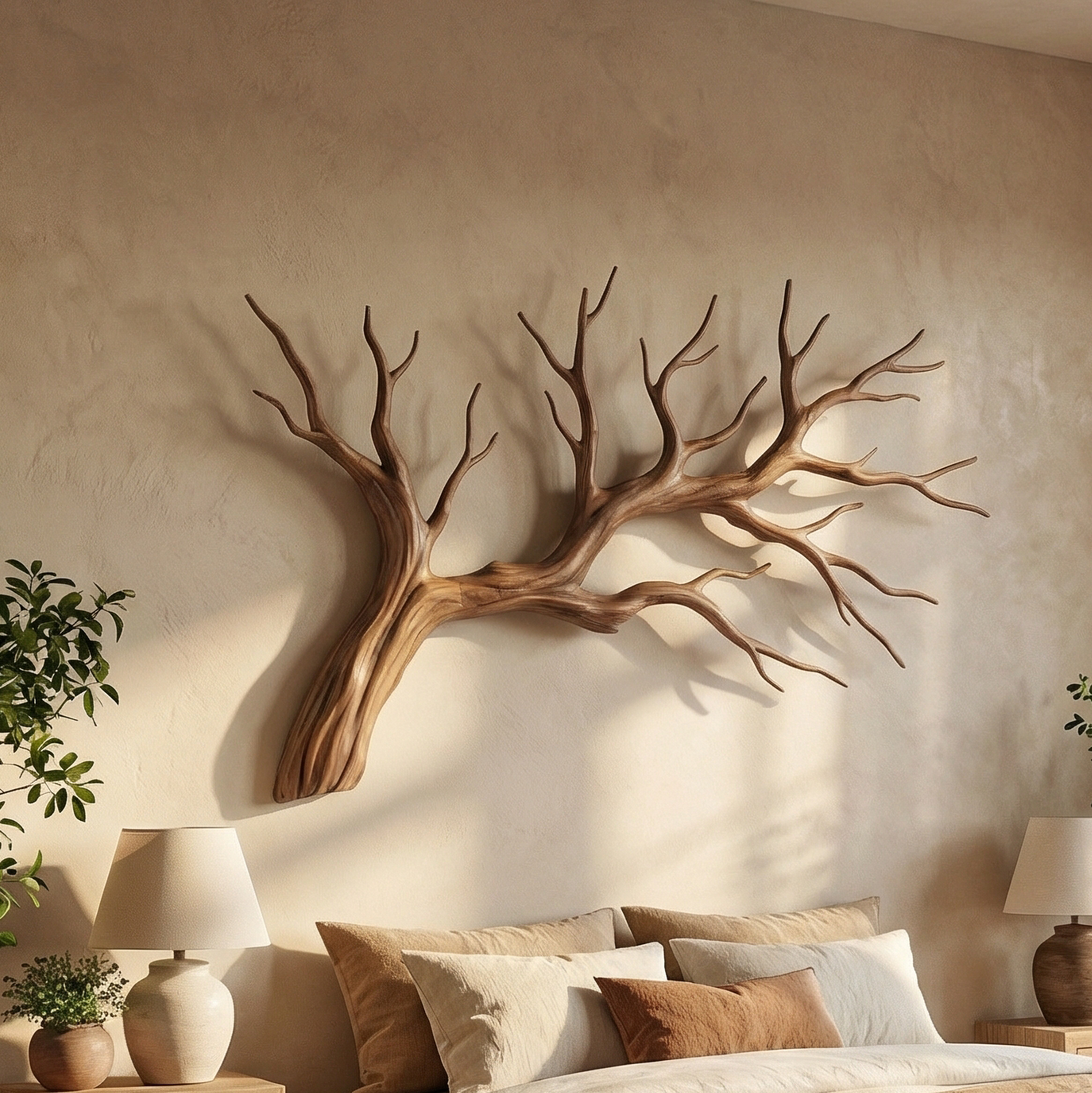 Organic Tree Branch Wooden Wall Decor For Bedroom Wall Art And Interior Decor SINLSAWD035