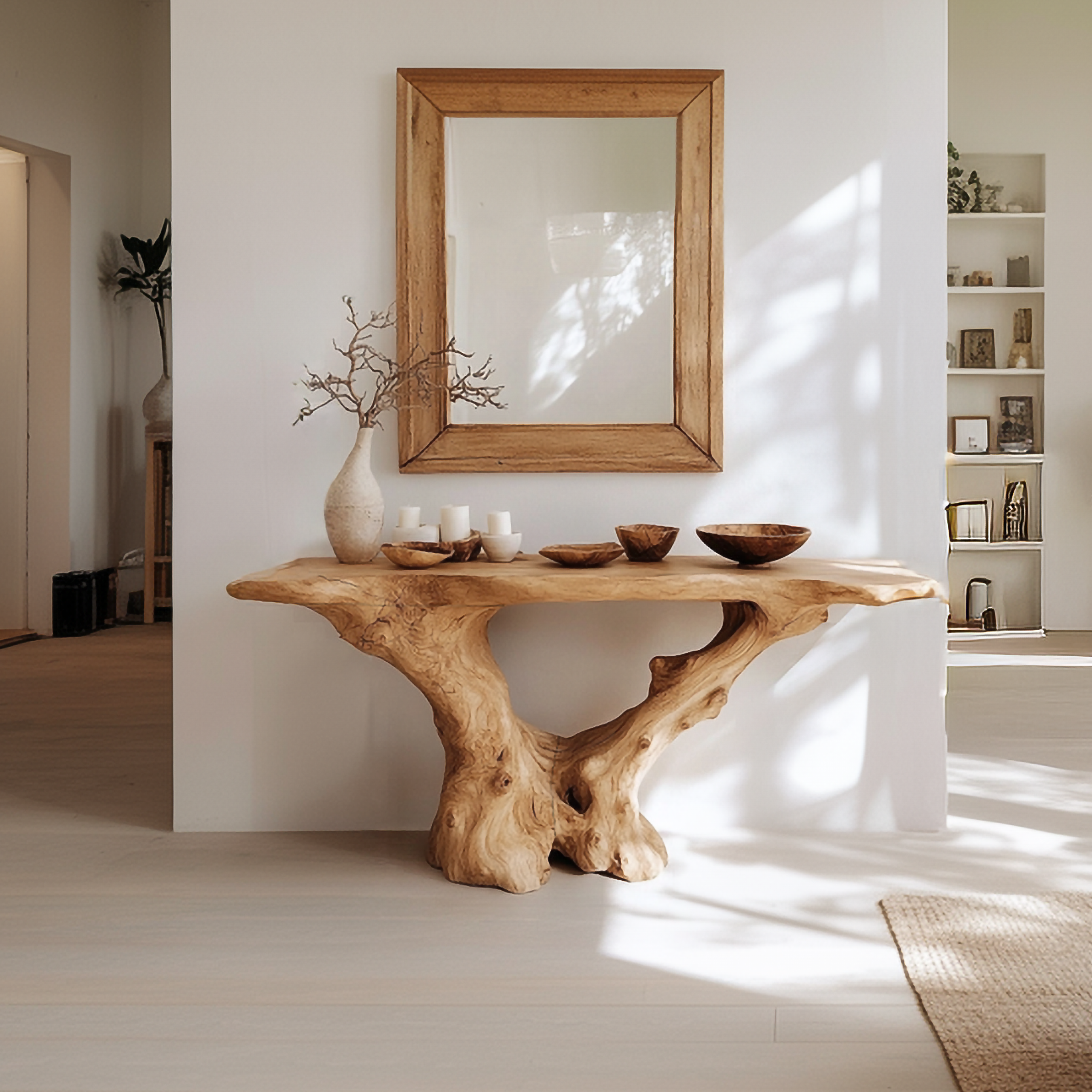 Rustic Handcrafted Wood Console Table Living Room SINLSACS437