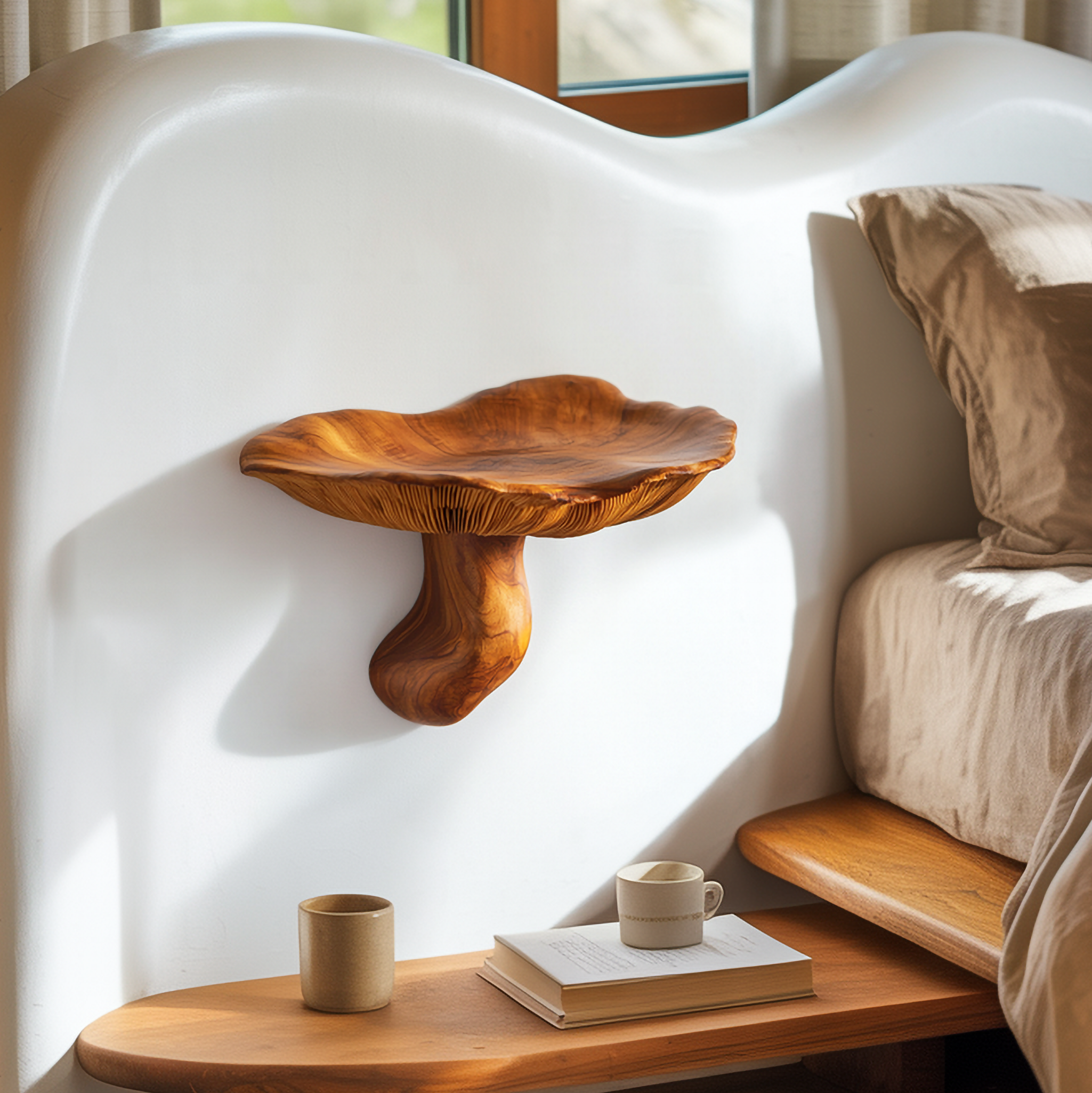 Organic Modern Bedside Wall Mushroom Shelf For Bedroom SINLSAFL438