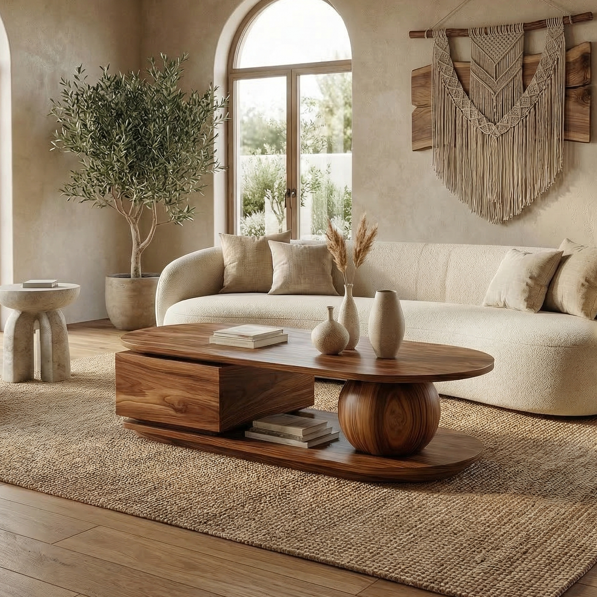 Rustic Coffee Table Solid Wood For Living Room SINLSACF331
