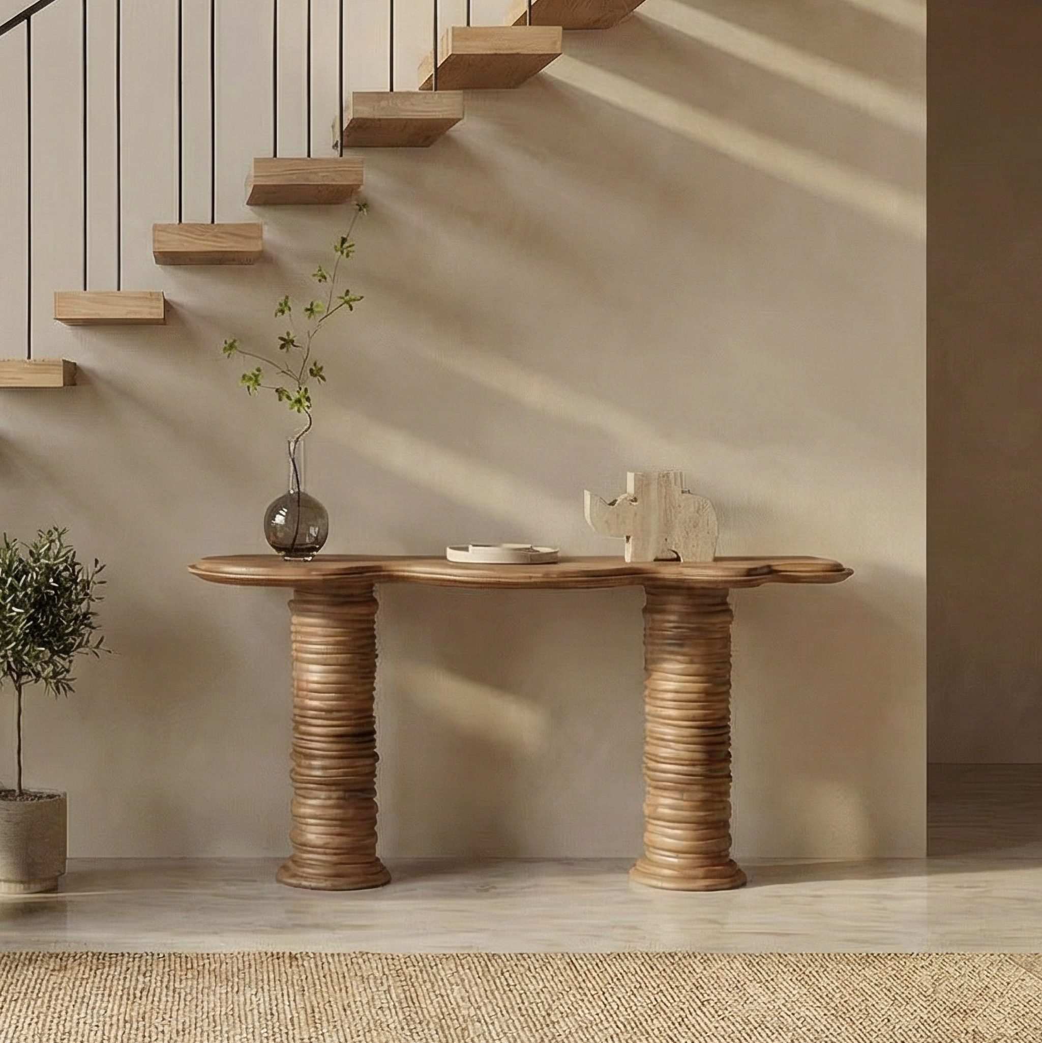 Rustic Console Table Solid Wood Entryway Living Room Hallway SINLSACS524