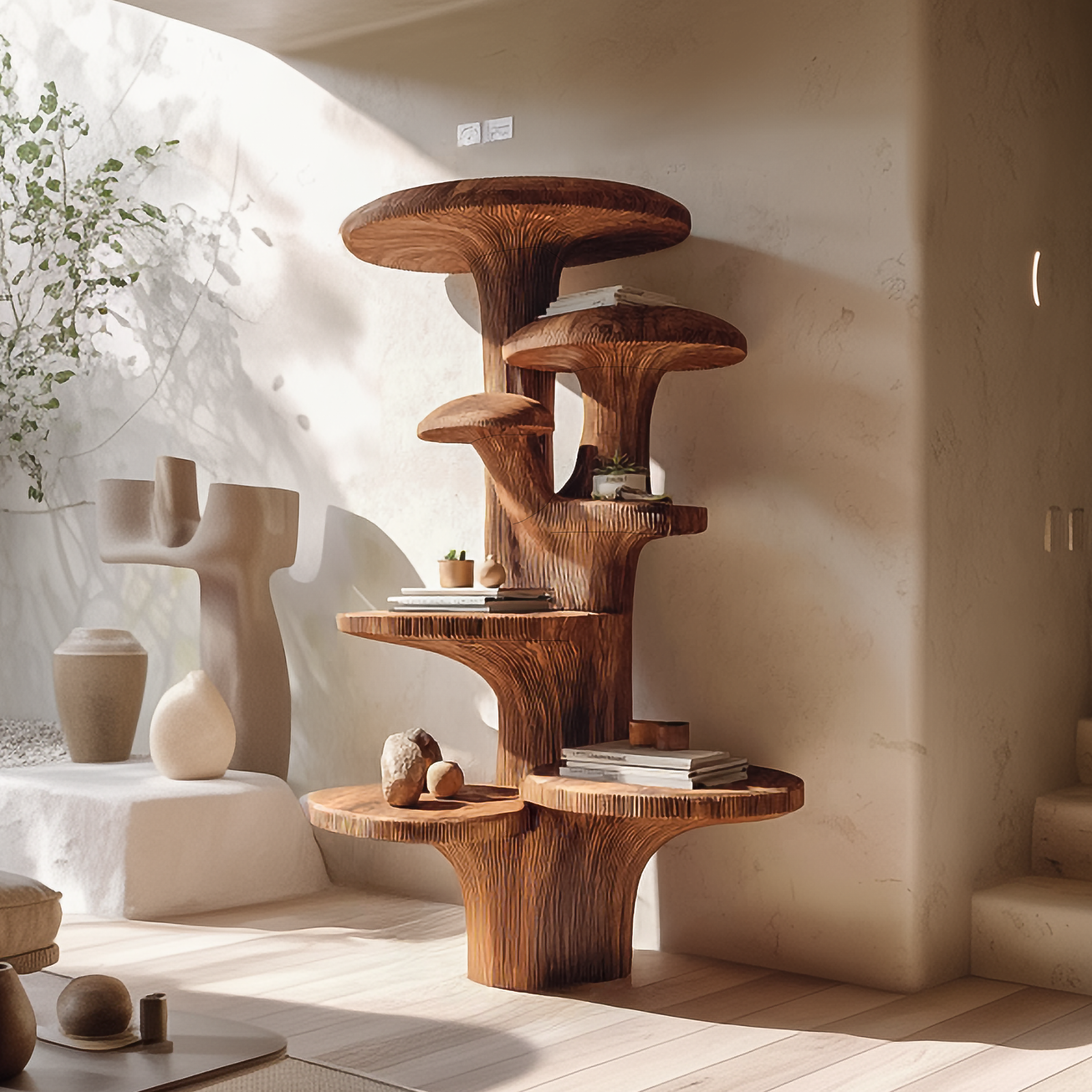 Nature MushRoom Inspired Tree Accent Shelf Living Room Interior Gallery Display SINLSATB614