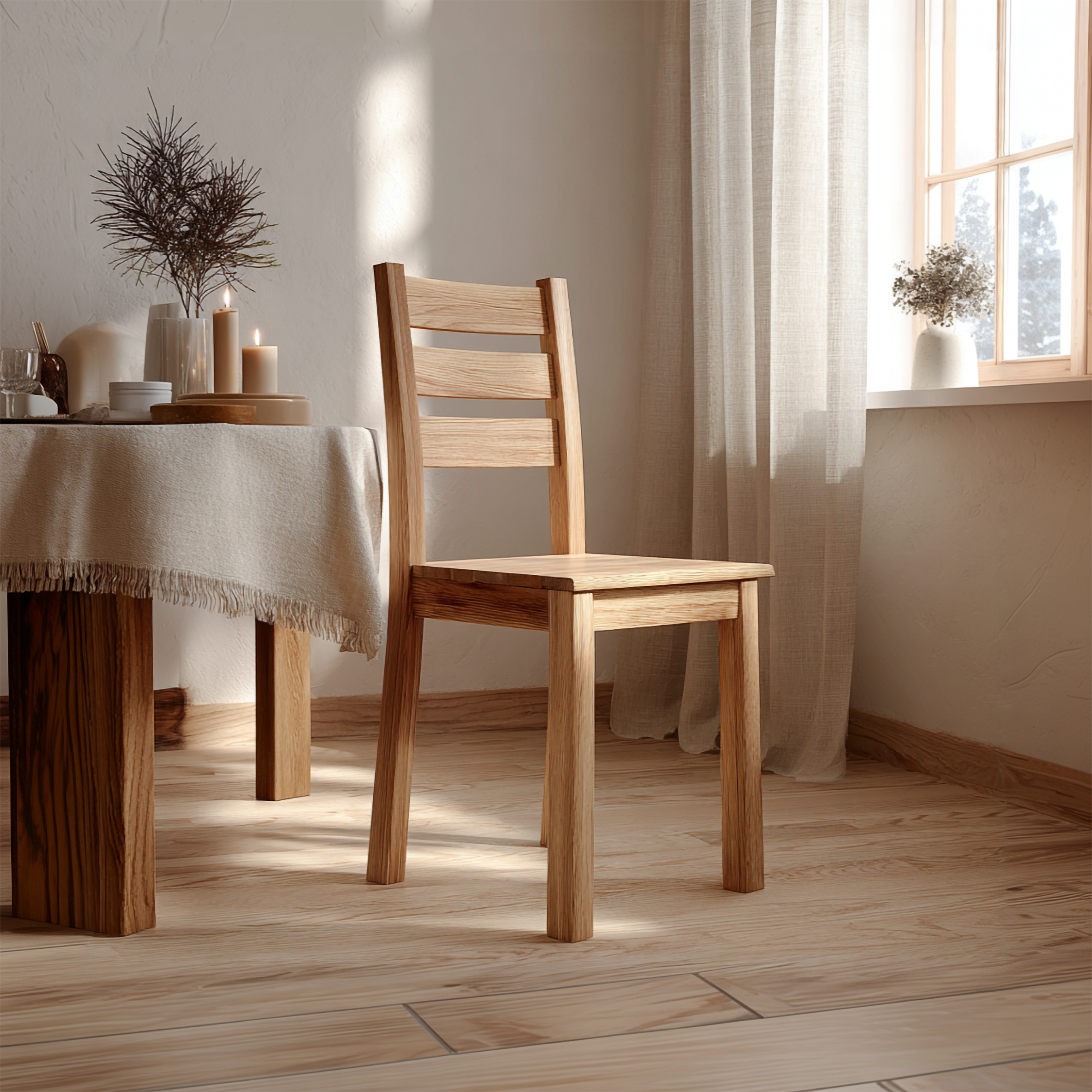 Rustic Minimal Wooden Chair Dining Room Interior Classic Seating SINLSAWC034