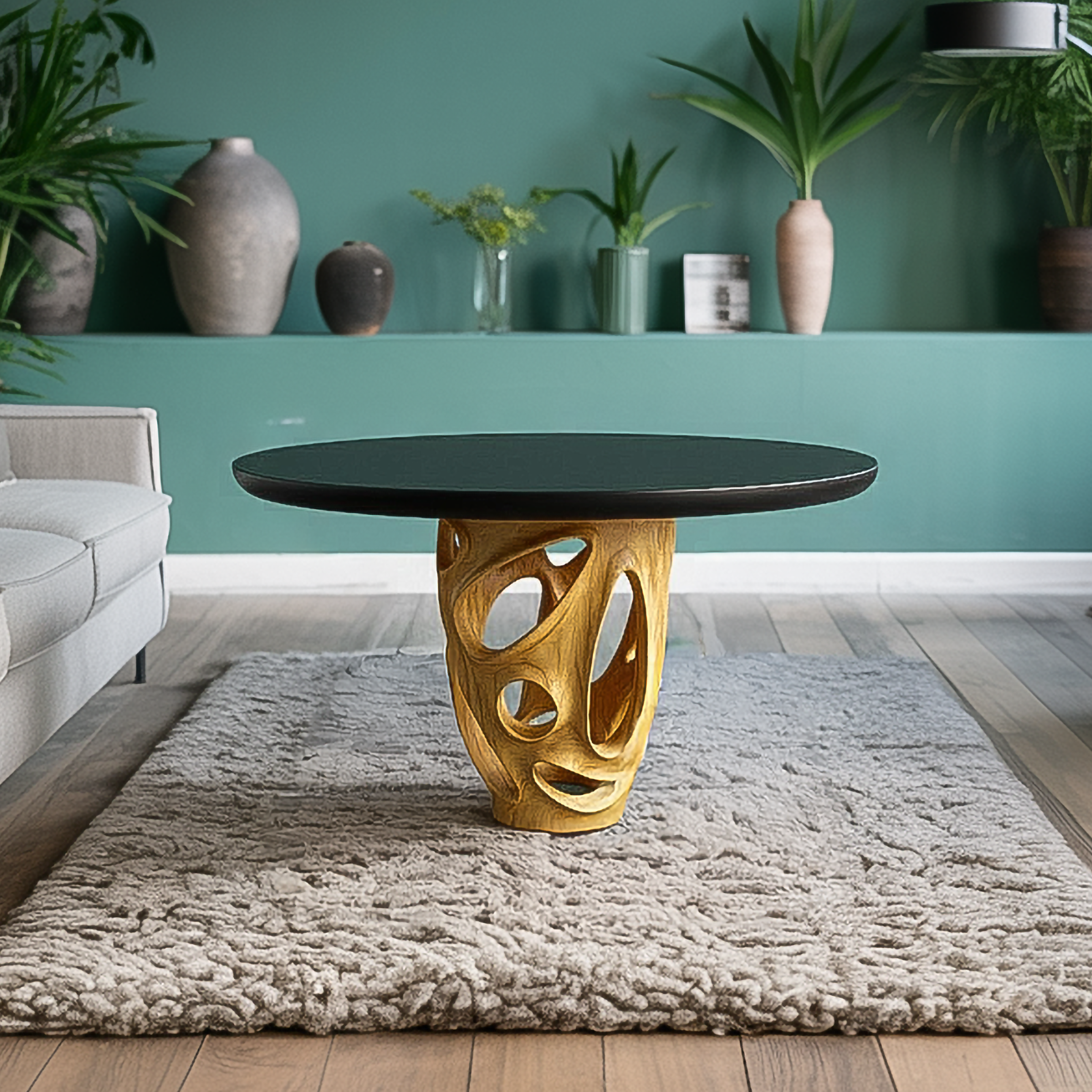 Rustic Solid Wood Round Coffee Table Living Room SINLSACF266