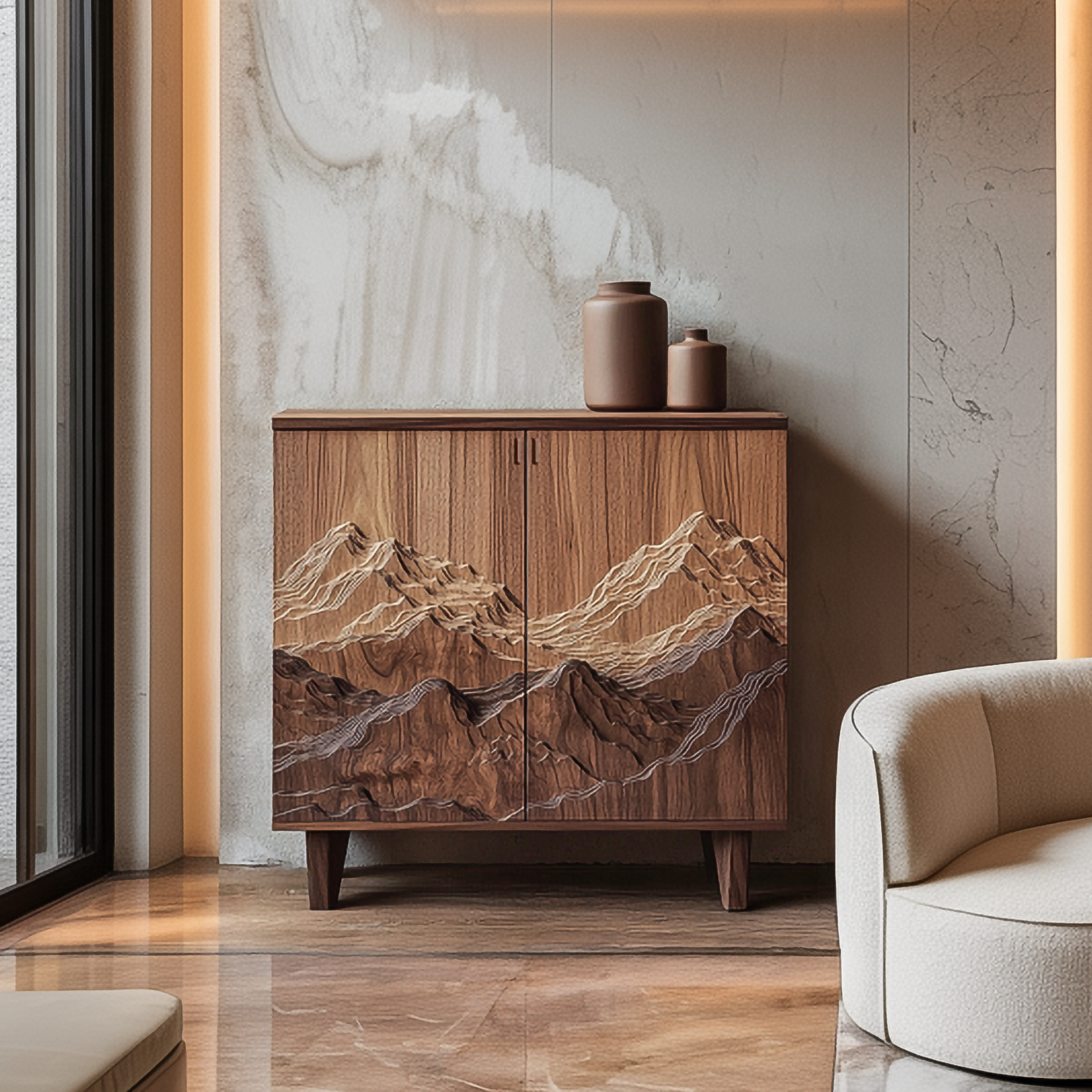 Organic Modern Side Storage Cabinet For Living Room SINLSASC356