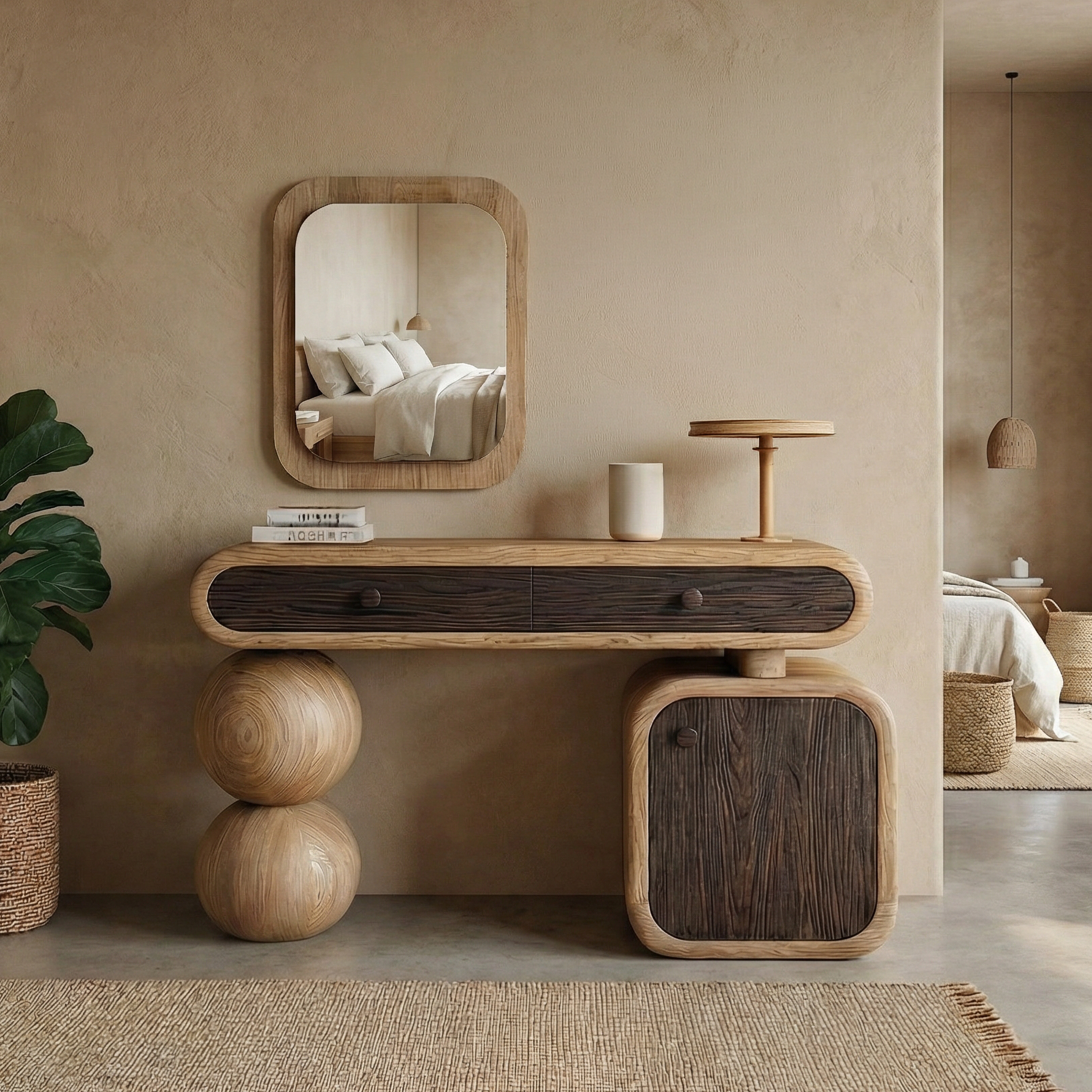 Organic Modern Wooden Dressing Table Bedroom Or Vanity Area SINLSABDT047