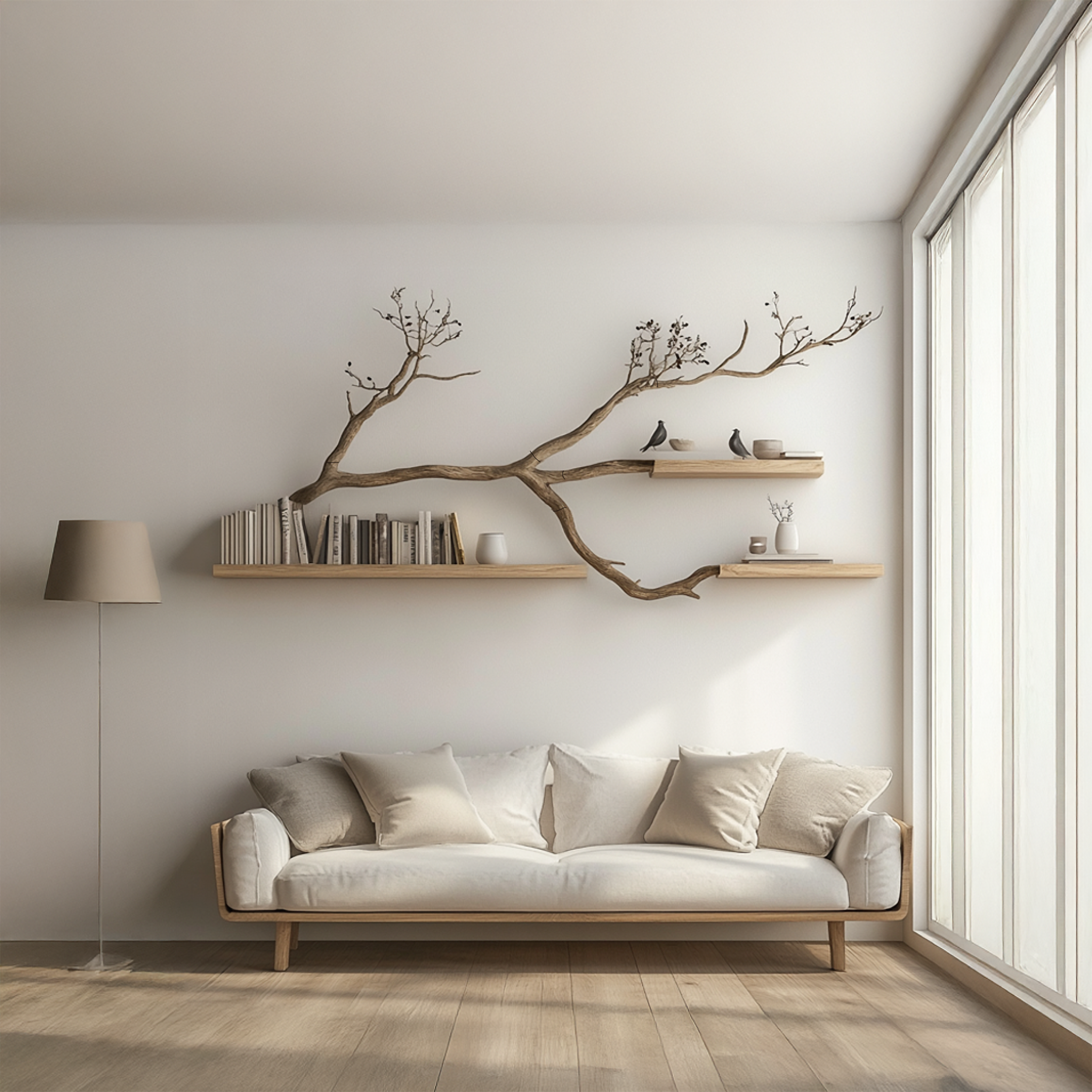 Rustic Organic Branch Shelf Modern Living Or Dining Room SINLSATBS047