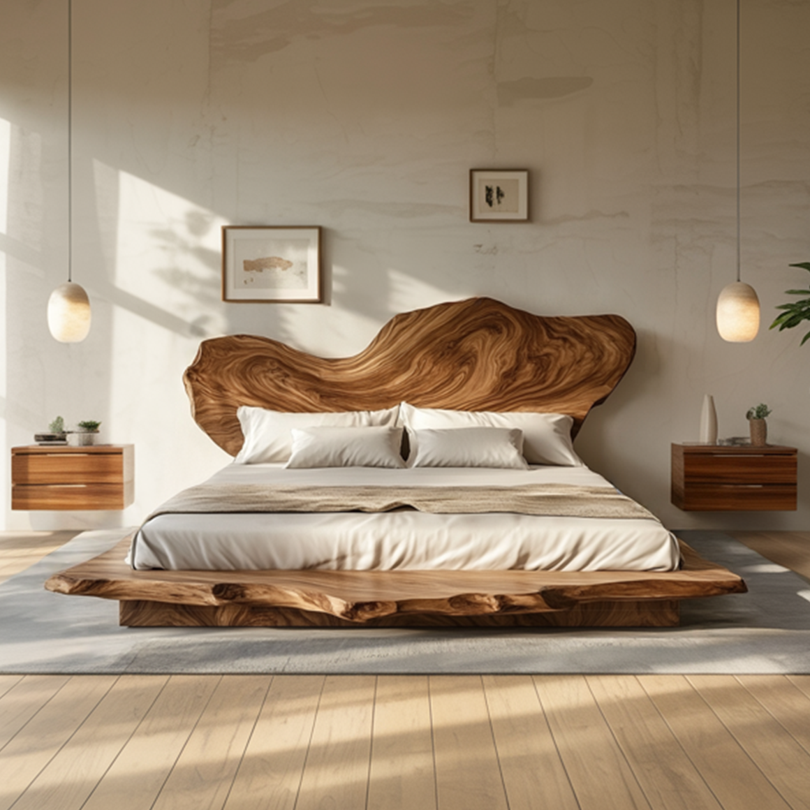 Rustic Handcrafted Wooden Bed Bedroom SINLSAWB076