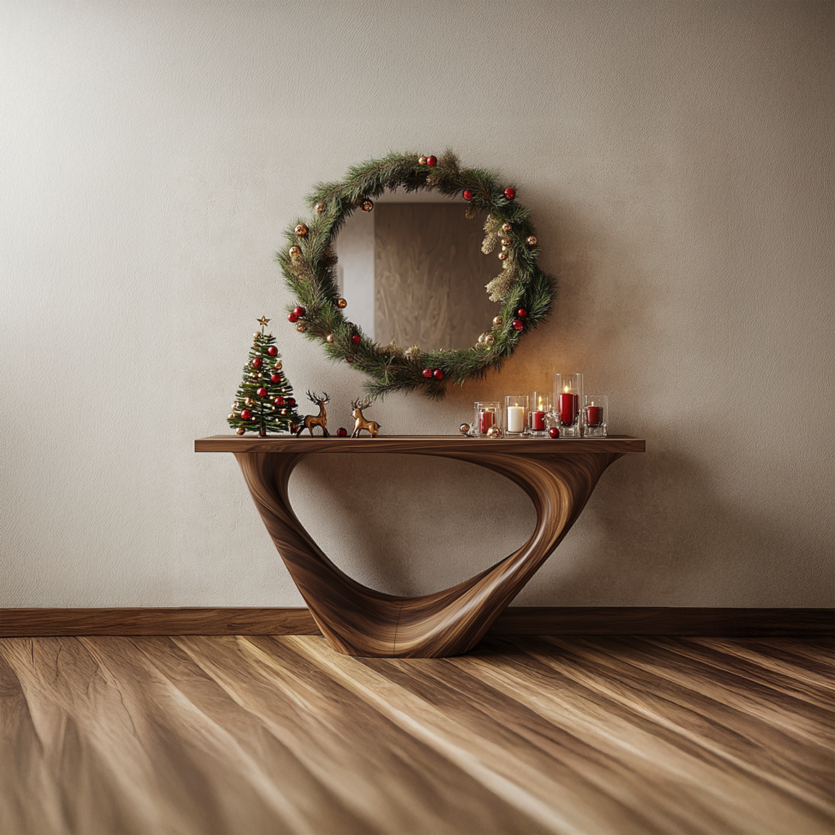 Mid Century Console Table Christmas Display Entryway SINLSACS293