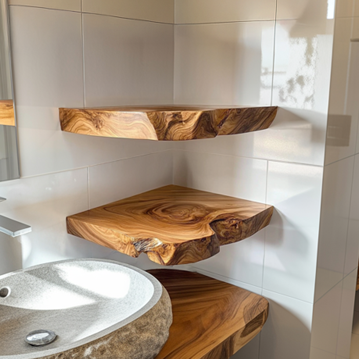 Rustic Corner Shelf For Living Room Wall Decor SINLSAFL336