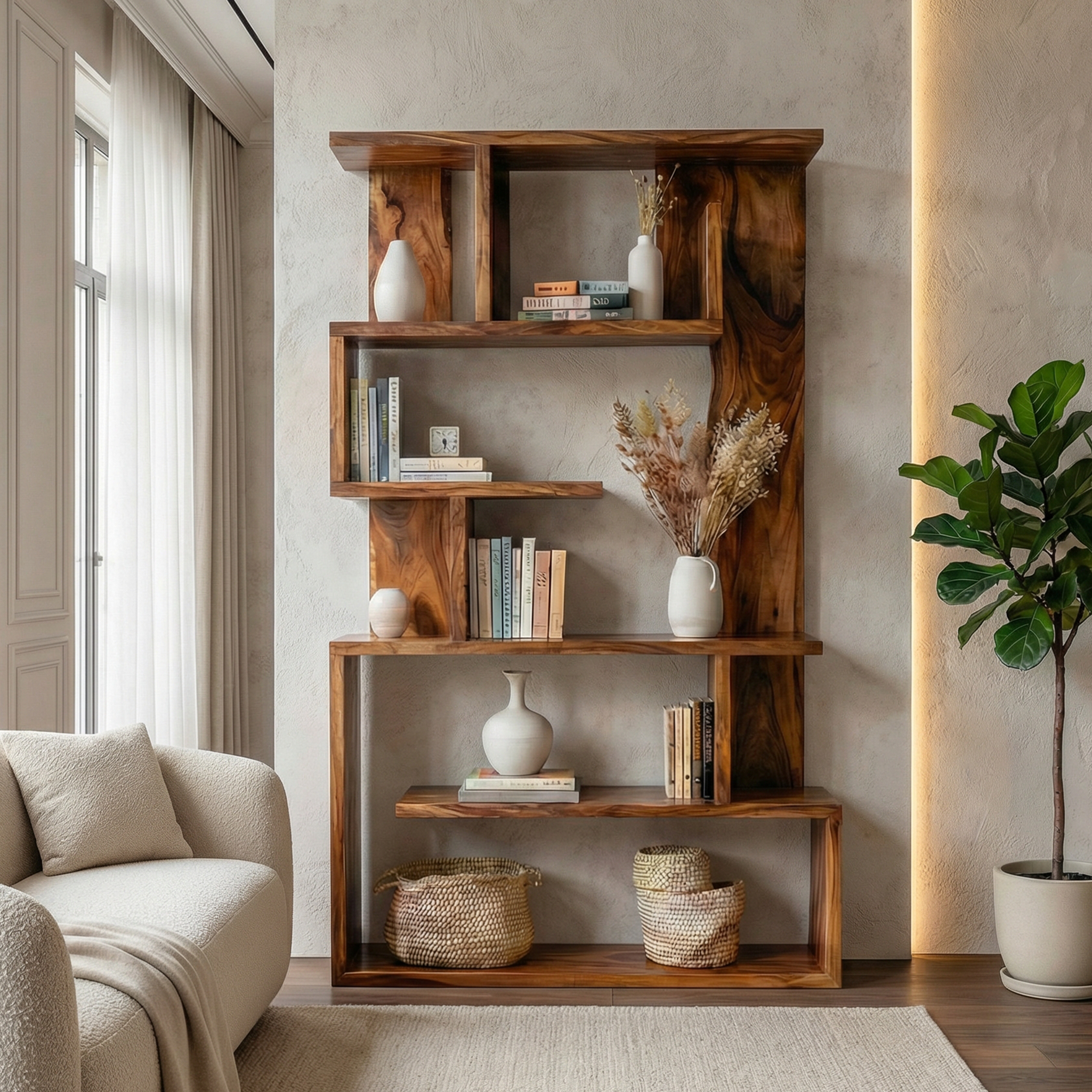 Mid Century Contemporary Bookshelf For Living Room And Interior Decor SINLSASC487