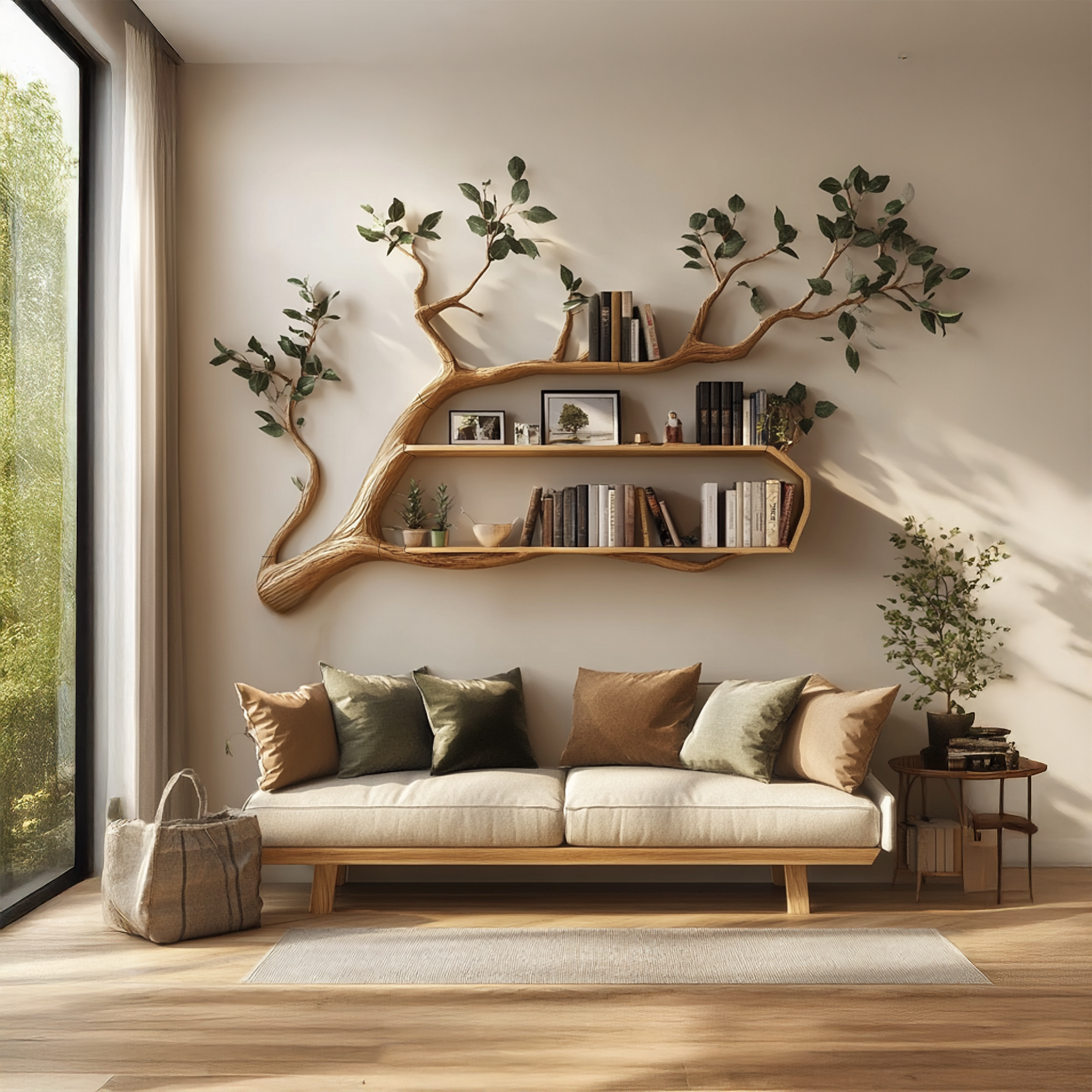 Rustic Branch Tree Bookshelf  Living Room Modern Decor SINLSATBS035