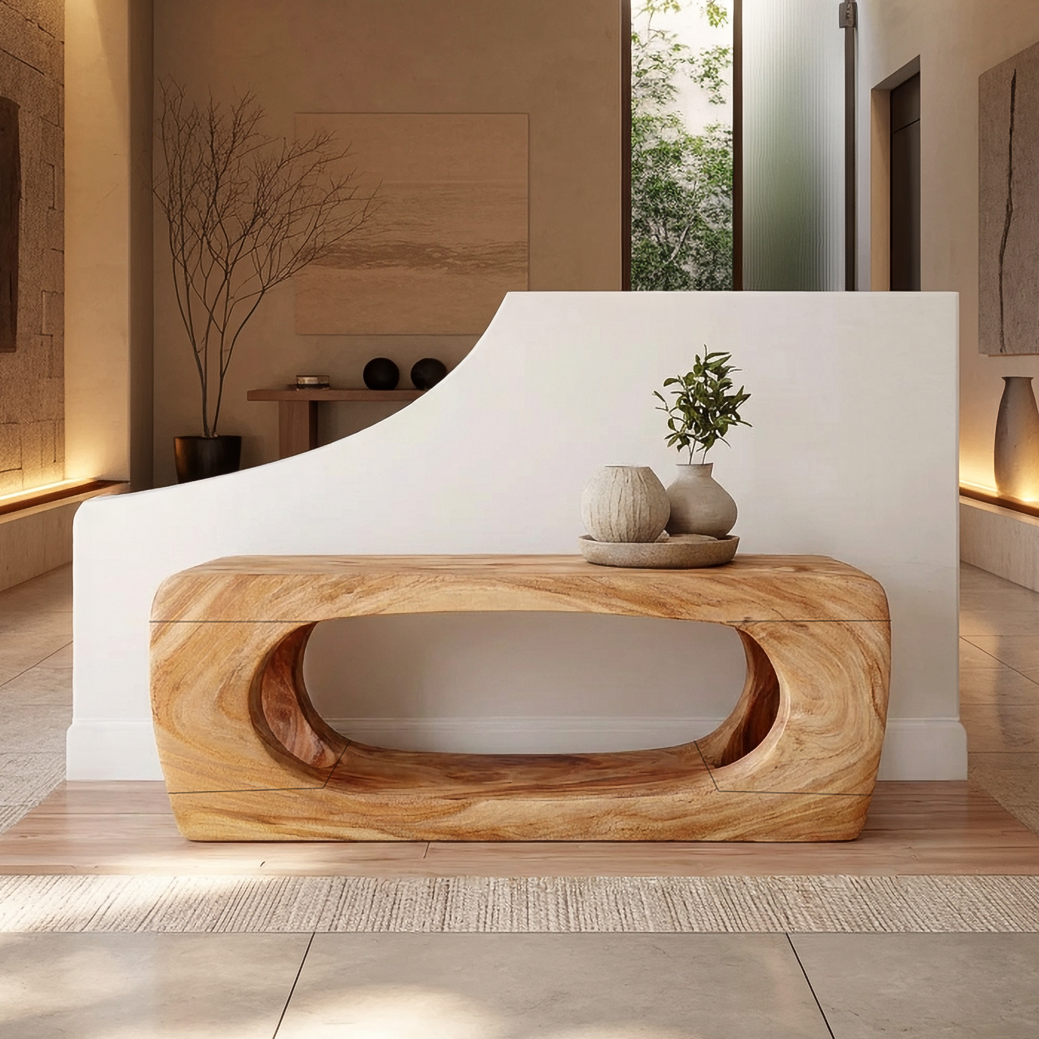 Rustic Natural Form Bench For Hallway And Living Room SINLSARS078