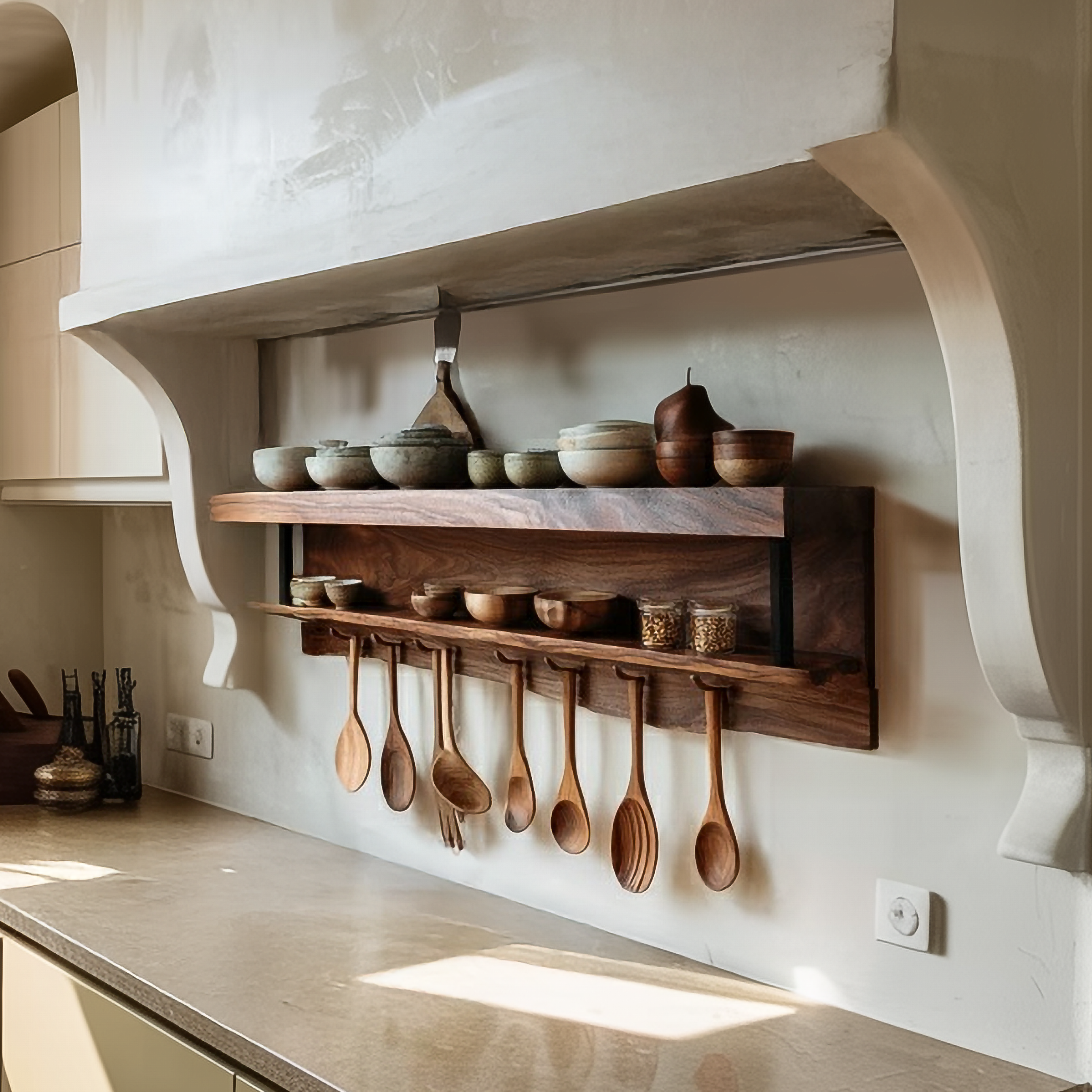 Rustic Hanging Wall Shelf For Kitchen Or Dining Room SINLSAKS001