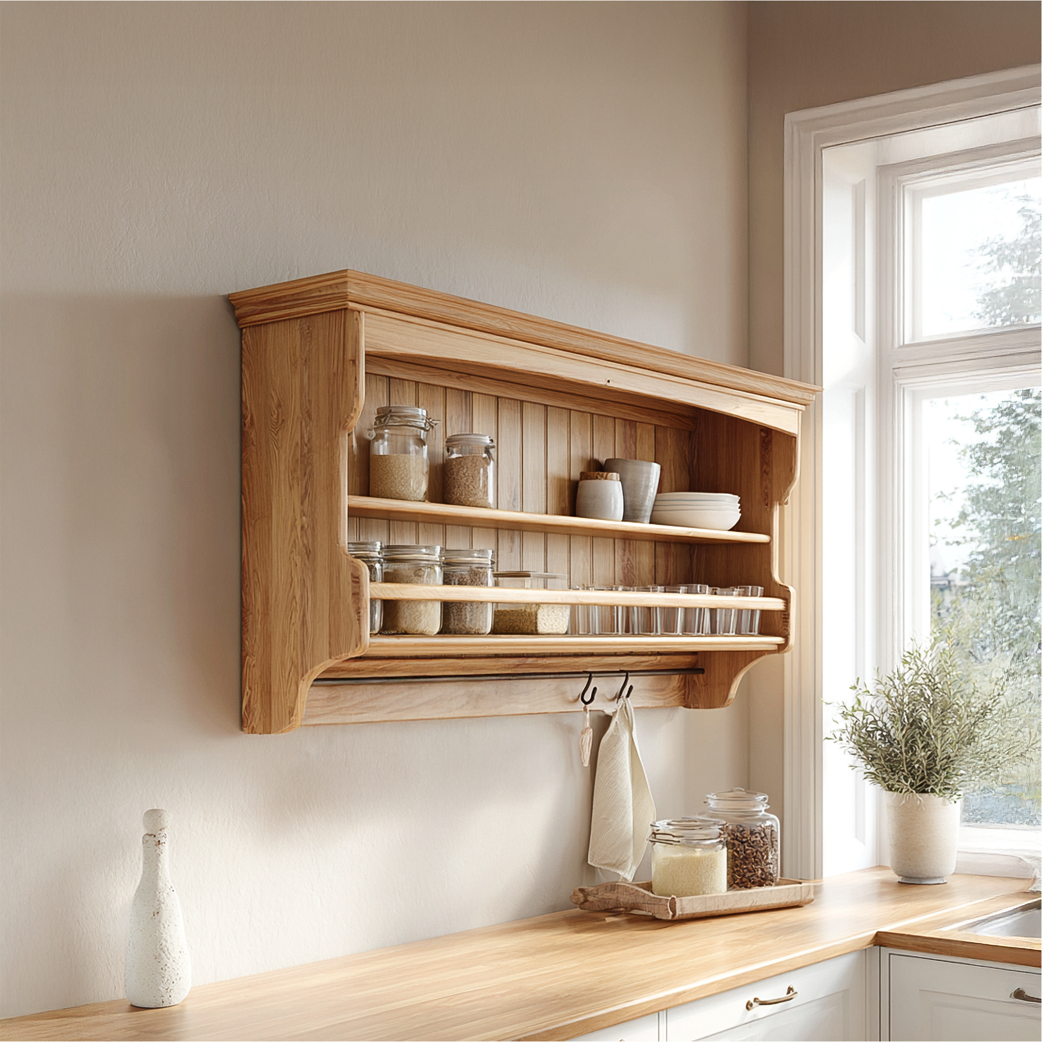 Rustic Sculptural Storage Shelf For Kitchen And Dining Area SINLSAKC009