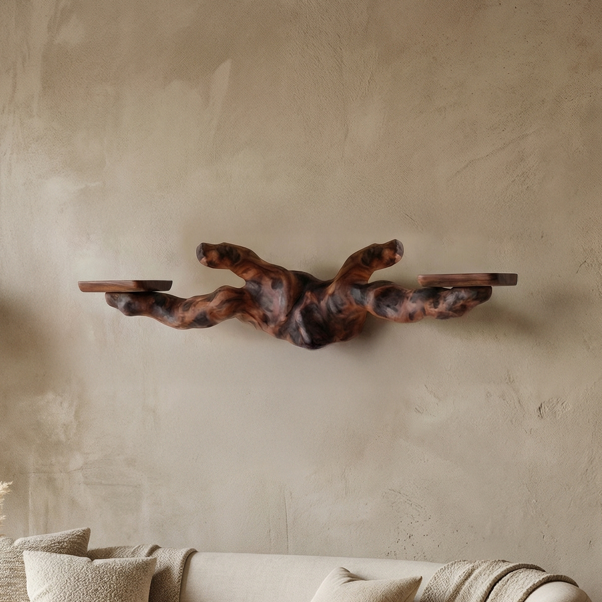 Rustic Floating Shelf Wood For Living Room SINLSAFL521